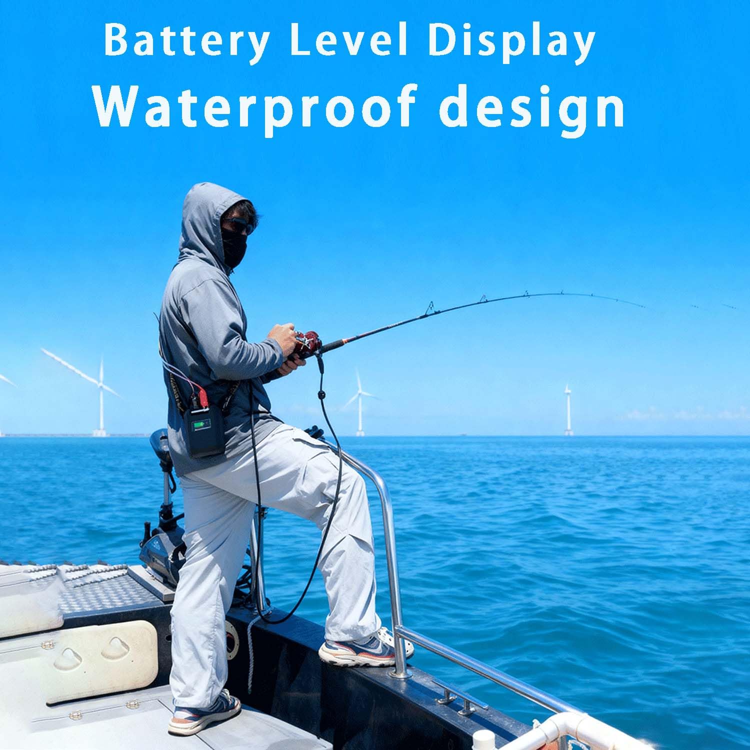 Batería de Litio para cabrestante eléctrico de 14,8V 7500mAh, 10000mAh, 15000mAh para Carrete de Pesca con indicador de Carga y Cargador, batería para caña de Pescar