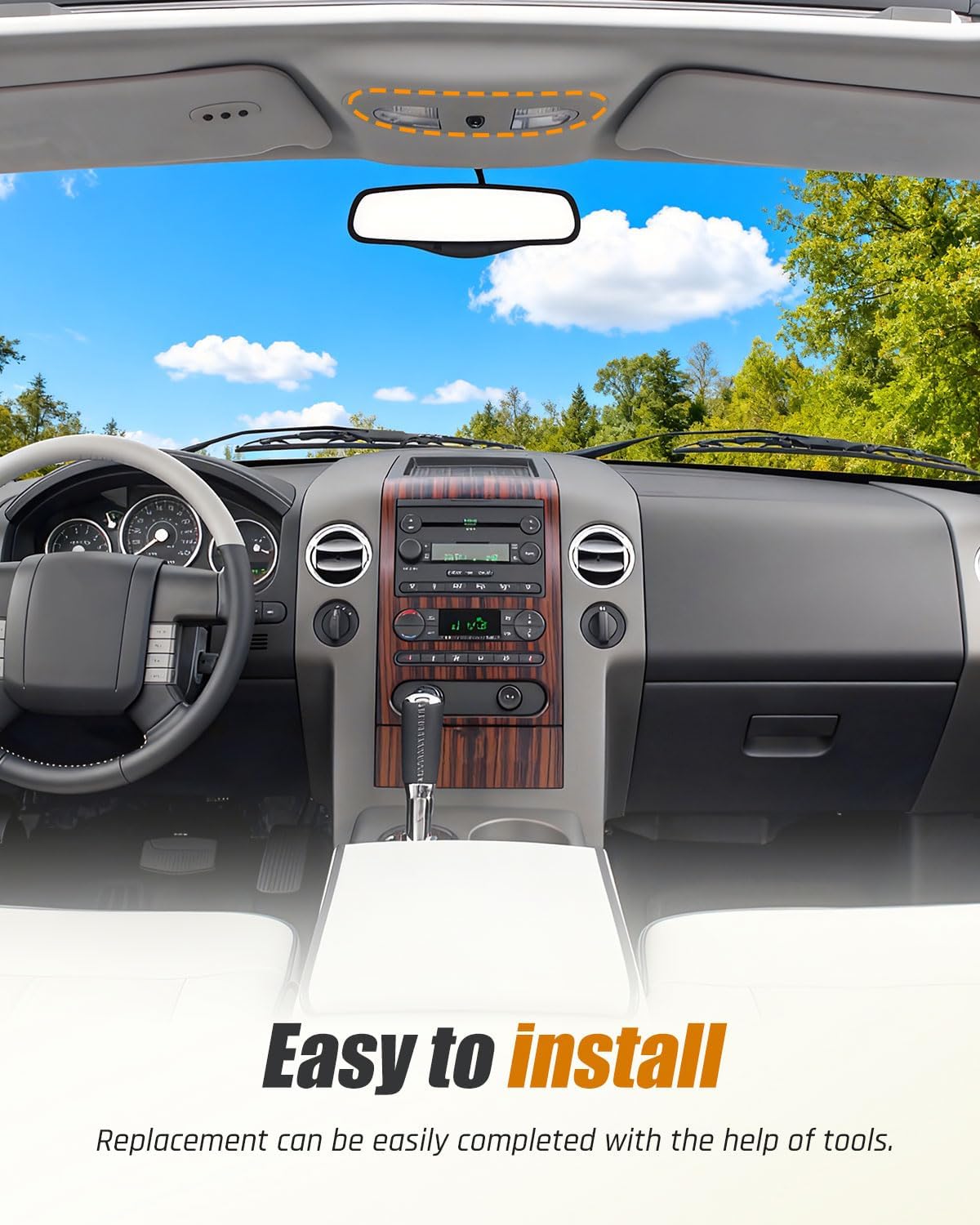 LED Front Overhead Console with Dome Map Light & Sunroof Switch Fit for Ford F250 F350 F450 F550 Super Duty 2008-2010 Interior Roof Reading Light Replace 8C3Z-25519A70-AB, Beige