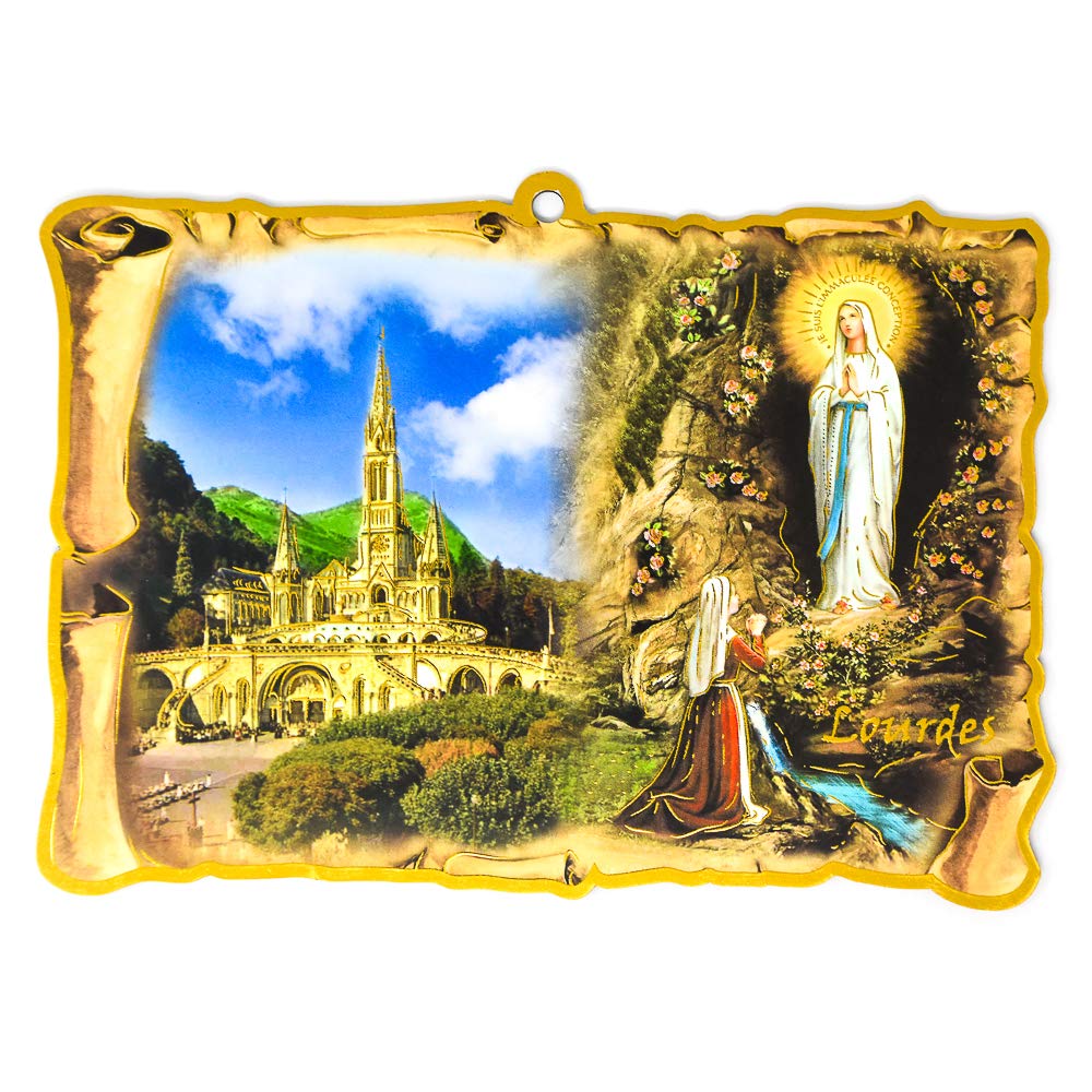 Catholic Gift Shop Lourdes Sanctuary Wall Plaque - With A Lourdes Prayer Card.