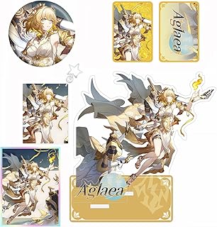 崩壊 スターレイル アグライア アクリルスタンド 「黄金の織り手」コスプレ小物 5点セット キーホルダー 缶バッジ 色紙 流砂デコレーション 人気ゲーム 周辺 飾り コレクション 福袋 誕生日 プレゼント