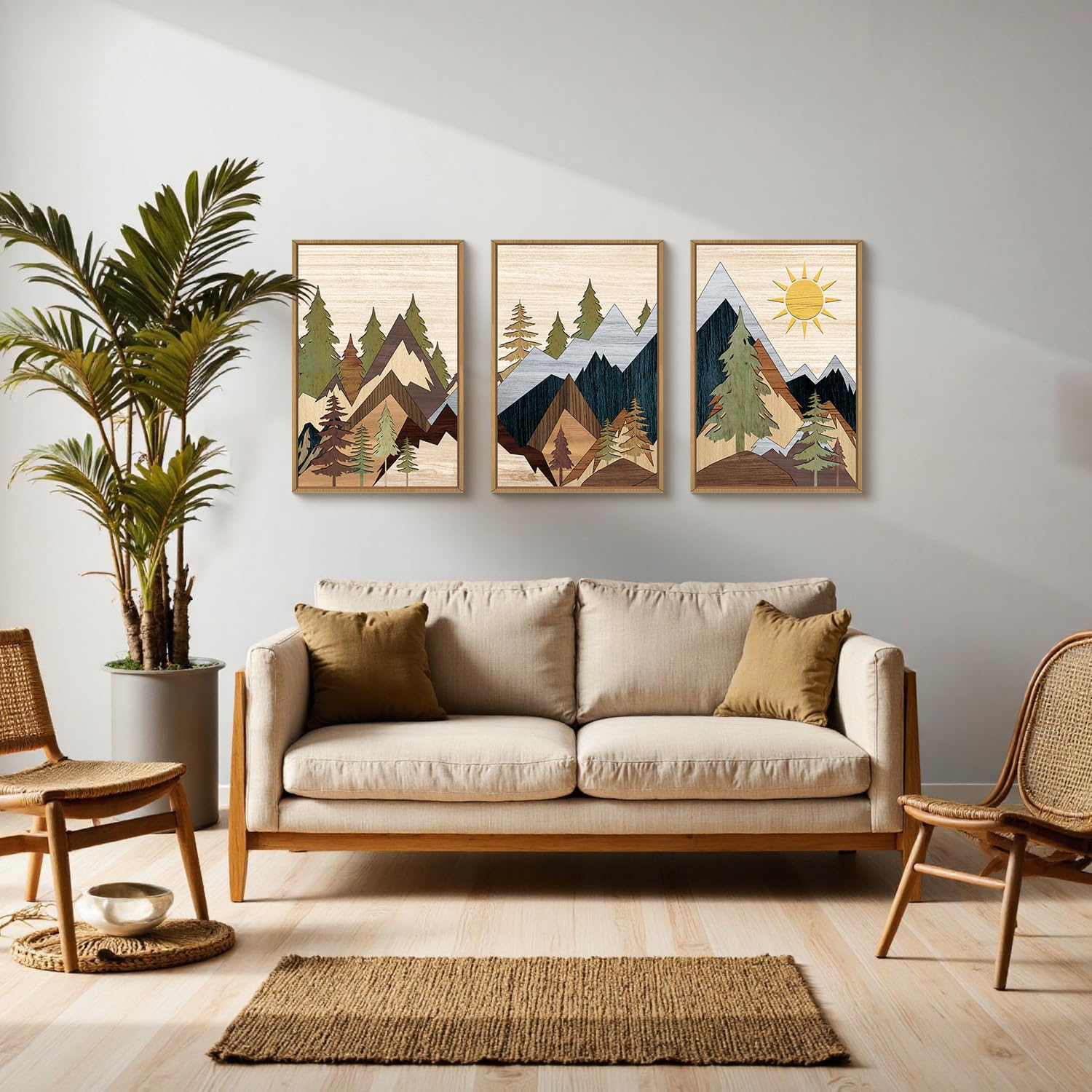 CHDITB Large Mountain Wall Art Set Of 3, 24x36 Martinique