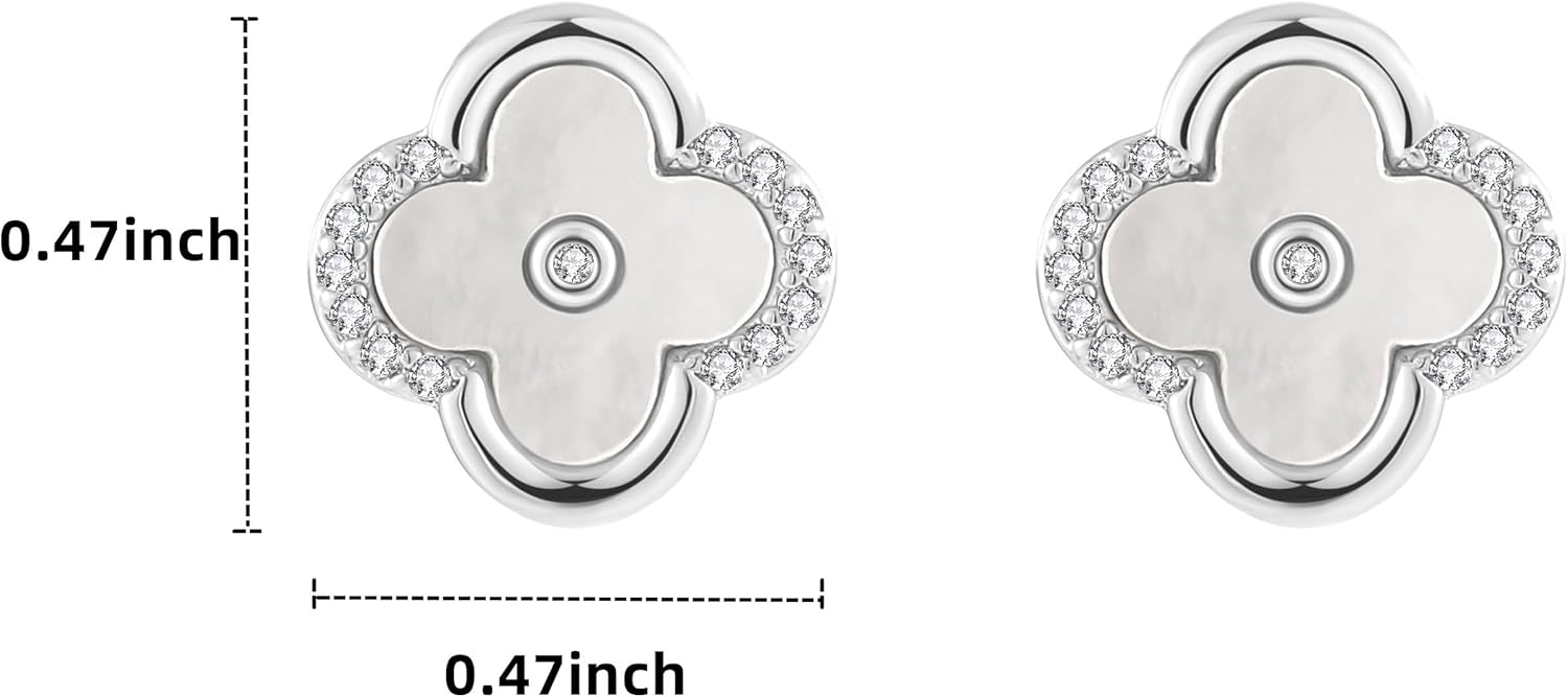 Four Leaf Clover Necklace and Earring Set Mother of Pearl Jewelry Set for Women With Gift Box - Image 2