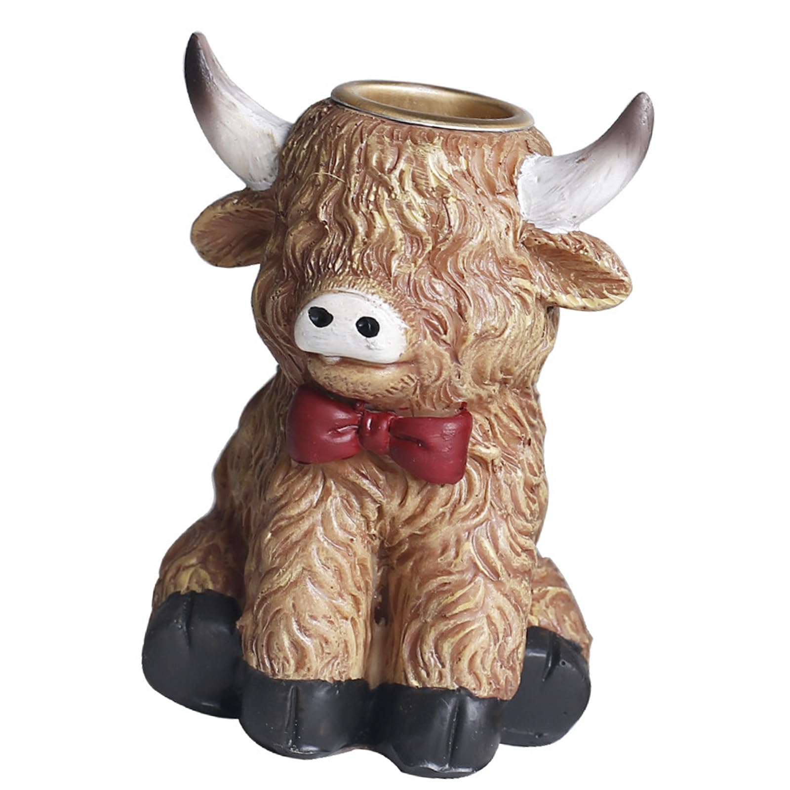 HZBB Resin High Cow Statue Taper Holders for Home Party Centerpieces Decors Perfect for Festivals and Gift High Cow Statue