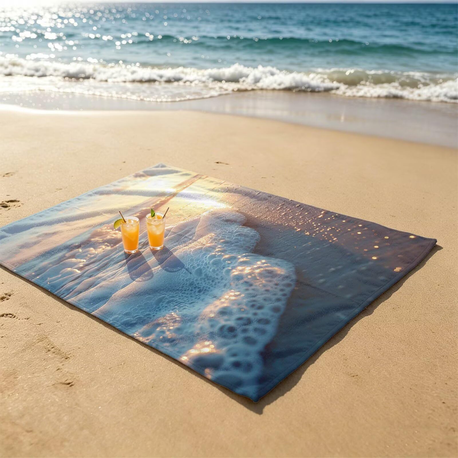 Playa Toalla Playa 160x220 Resistente a la Arena Secado rápido Ligero, Toalla Playa Grande 220 x 160cm Suave Cómodo como Gym Yoga Sauna Toallas Baño Grandes Exterior Travel Essentials Mar XTLS-8213