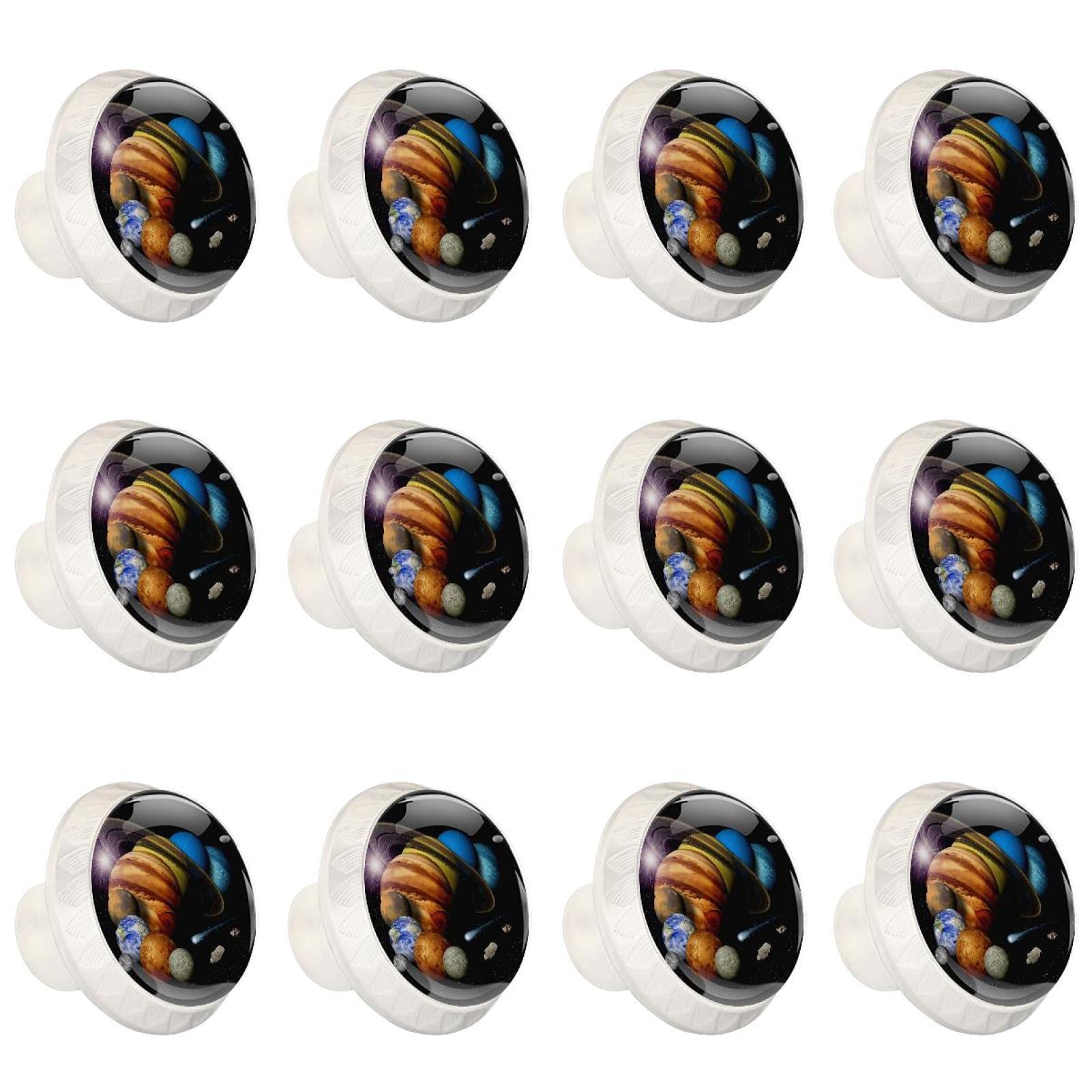 Boutons d'armoires de cuisine tiroirs ronds design système solaire poignée commode 12 pièces