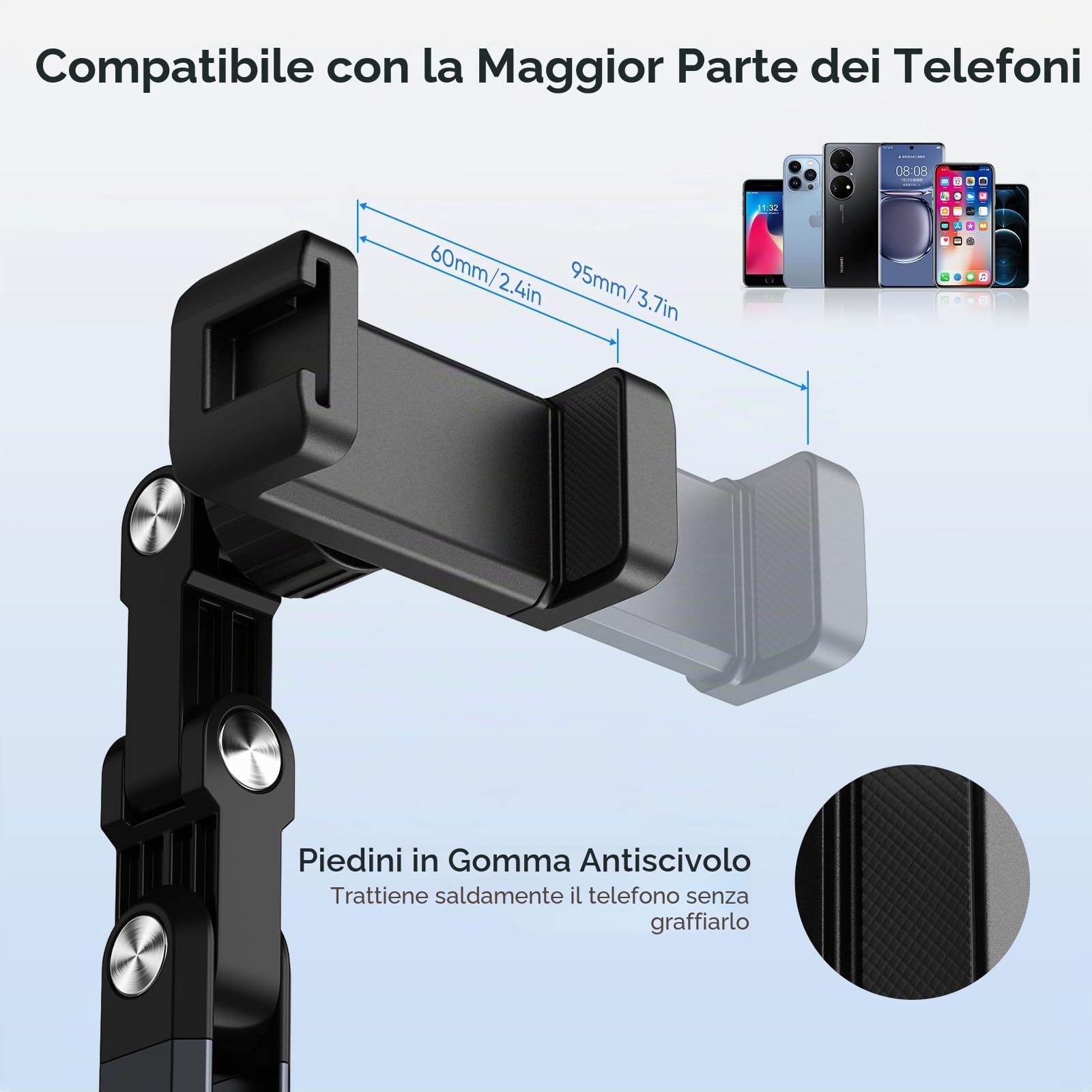 Supporto Telefono Scrivania con Base Robusta, Porta Cellulare da Tavolo Multiuso, 360° Supporto Cellulare da Tavolo, Porta Cellulare per Riprese Video, Live Streaming, Cucina e Pittura
