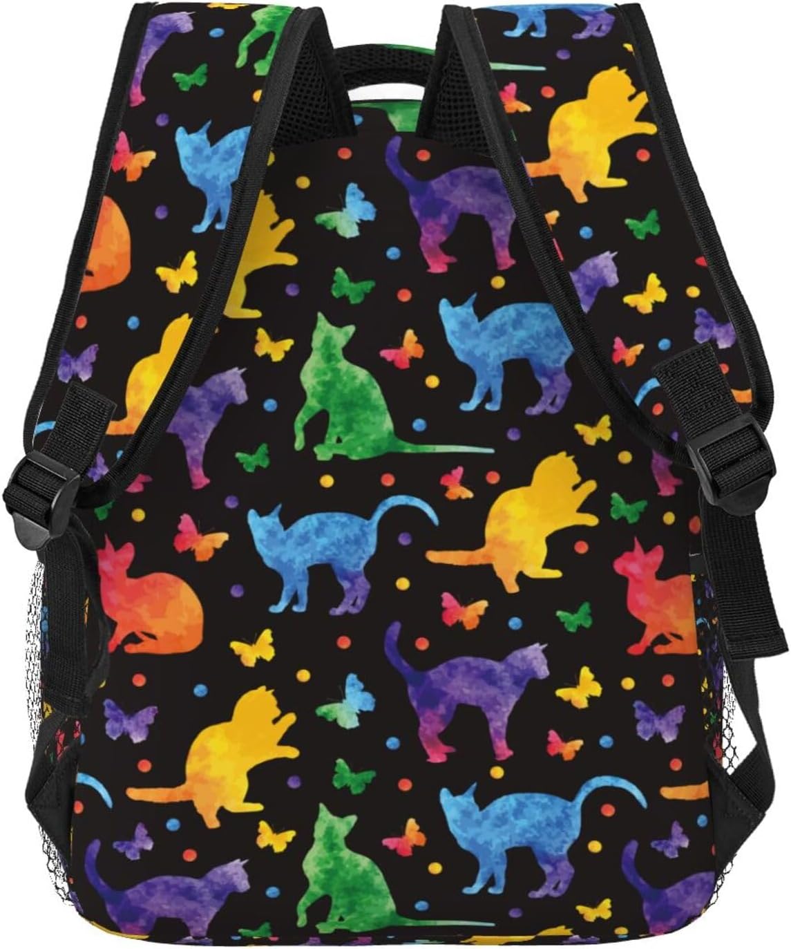 Colorful Cat Butterfly Pretty Backpack For School Laptop Bags Bookbag Big Casual Daypack For Student Girls Boys Kids Teens Travel Sports Work