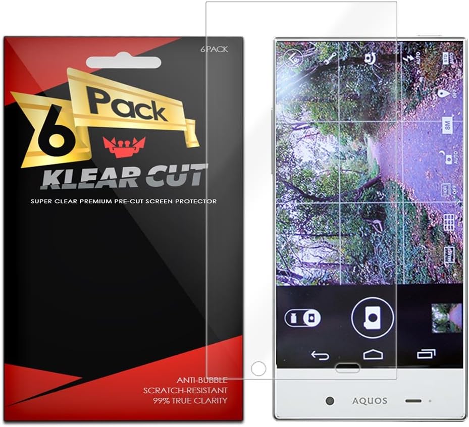 Sharp Aquos Crystal Screen Protector [6-Pack], Klear Cut High Definition Clear Screen Protector for Sharp Aquos Crystal PET Film Anti-Bubble Shield