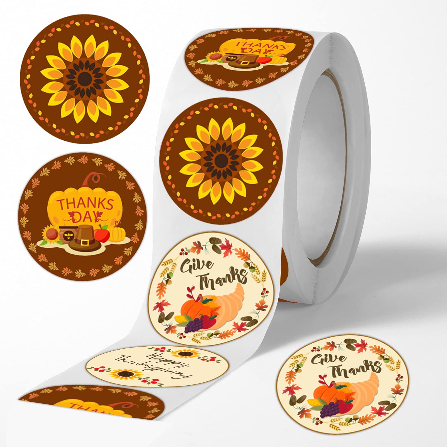 Happy Thanksgiving Party Favors Stickers 1.5 inch Give Thanks Thanksgiving Thank You Labels for Party Favors,Envelope Seals,Goodie Bags,Boxes,Tags,Crafts 500pcs