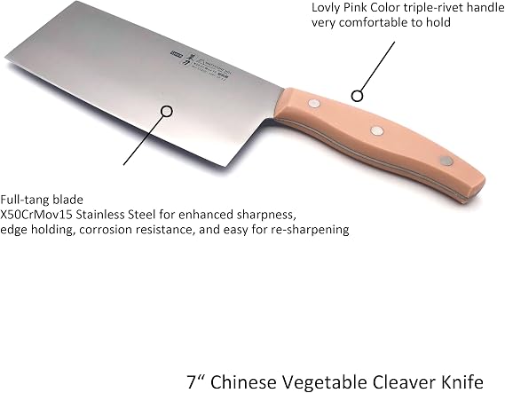 Chinese Vegetable Cleaver, MATTSTONE HILL 7 Inch Chinese Chef's Knife, Vegetable Cleaver, German Steel, Triple Rivet Handle