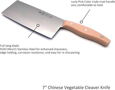 Chinese Vegetable Cleaver, MATTSTONE HILL 7 Inch Chinese Chef's Knife, Vegetable Cleaver, German Steel, Triple Rivet Handle