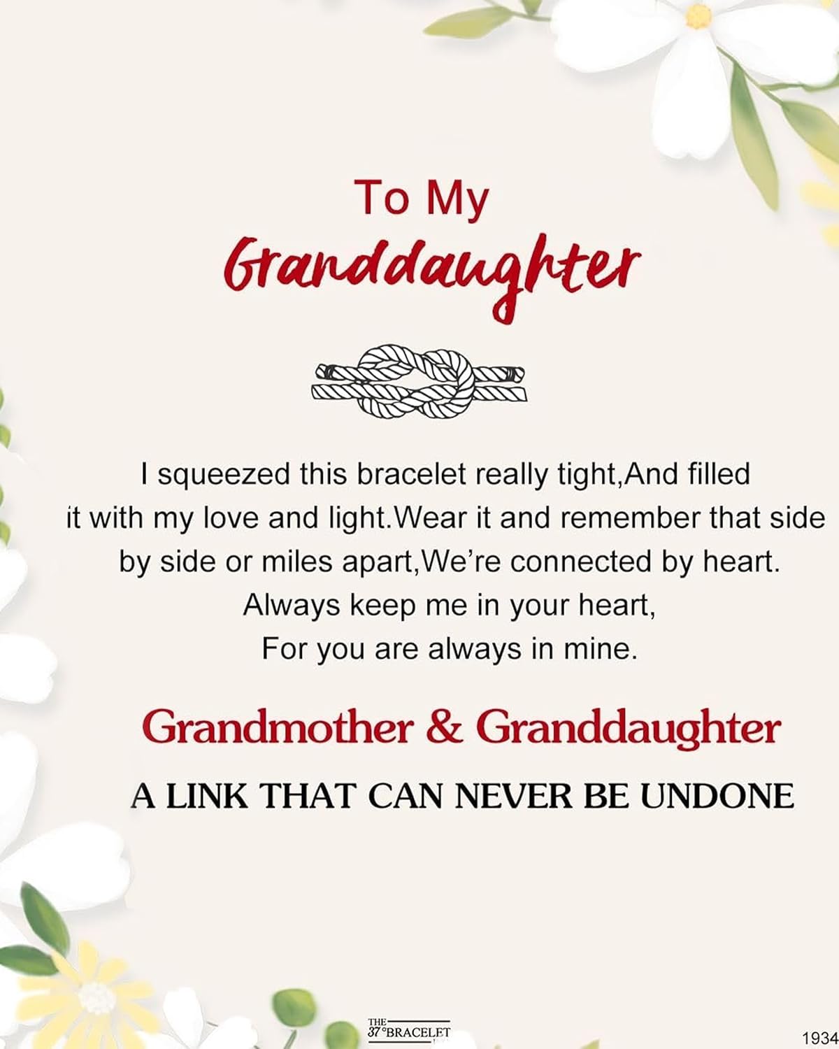 37JEWELRY Peach Blossom Knot Bracelet, Granddaughter Daughter Mother Grandma Nana Adjustable Handmade Woven Braided Bracelets for Women with Chooseable Full-Designed Card - Image 2