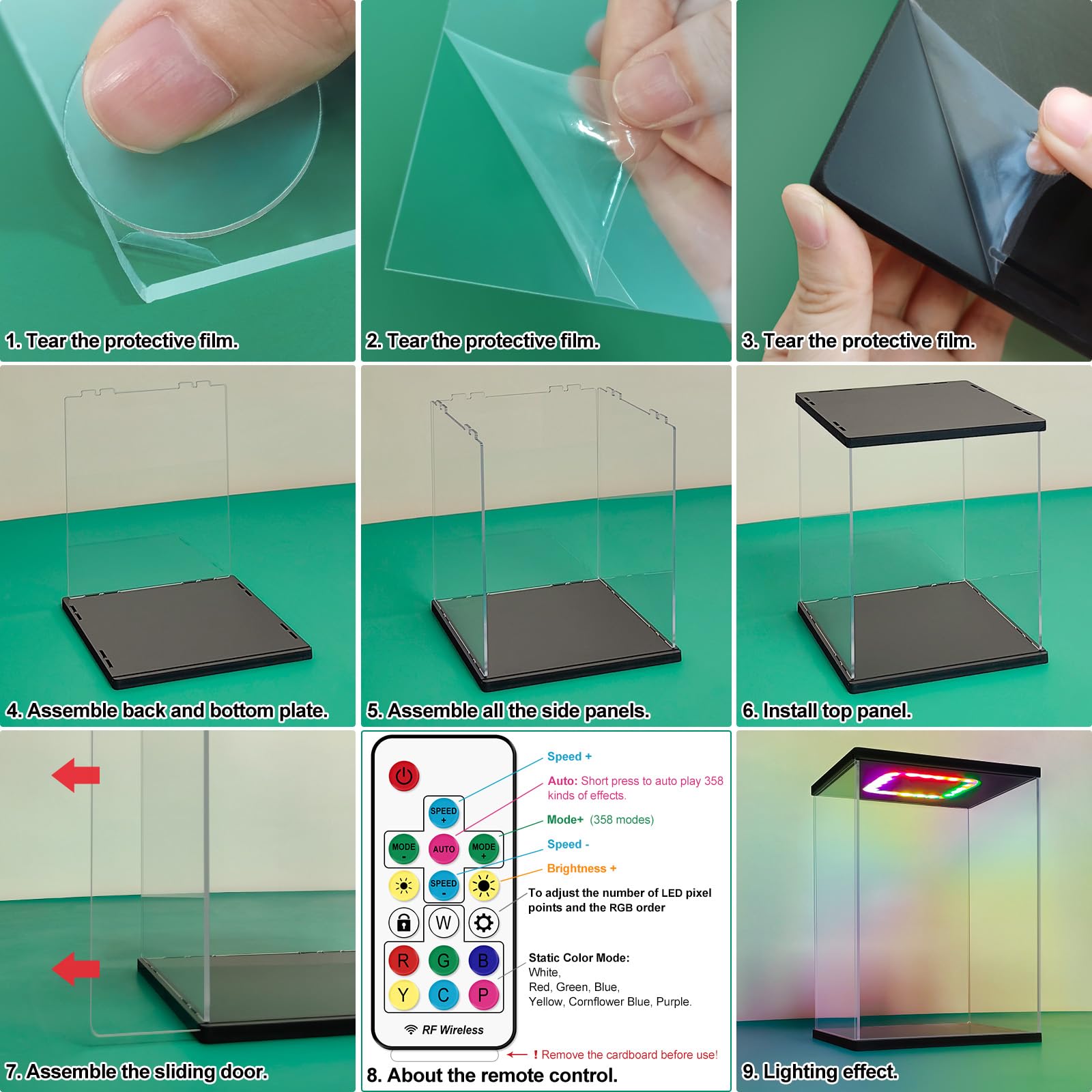 Amazon.co.jp: NONEMEY クリアアクリルディスプレイケース RGB LED