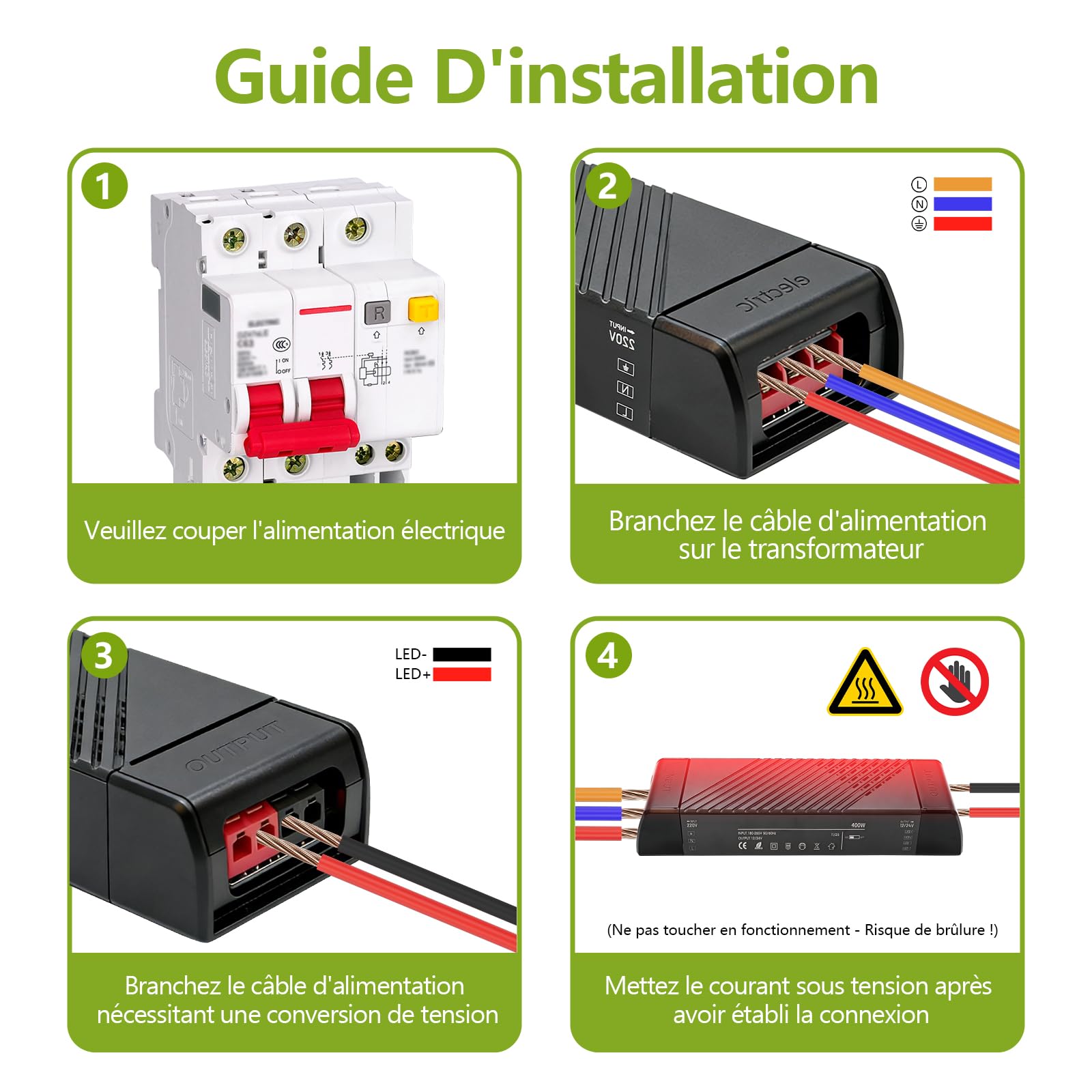 2 Pièces Bloc D'alimentation LED 230V à 12V/24V 400W Transformateur Découpage Alimentation Électrique DC12V 33.33A/DC24V 16.674A Transformateur Tension Constante