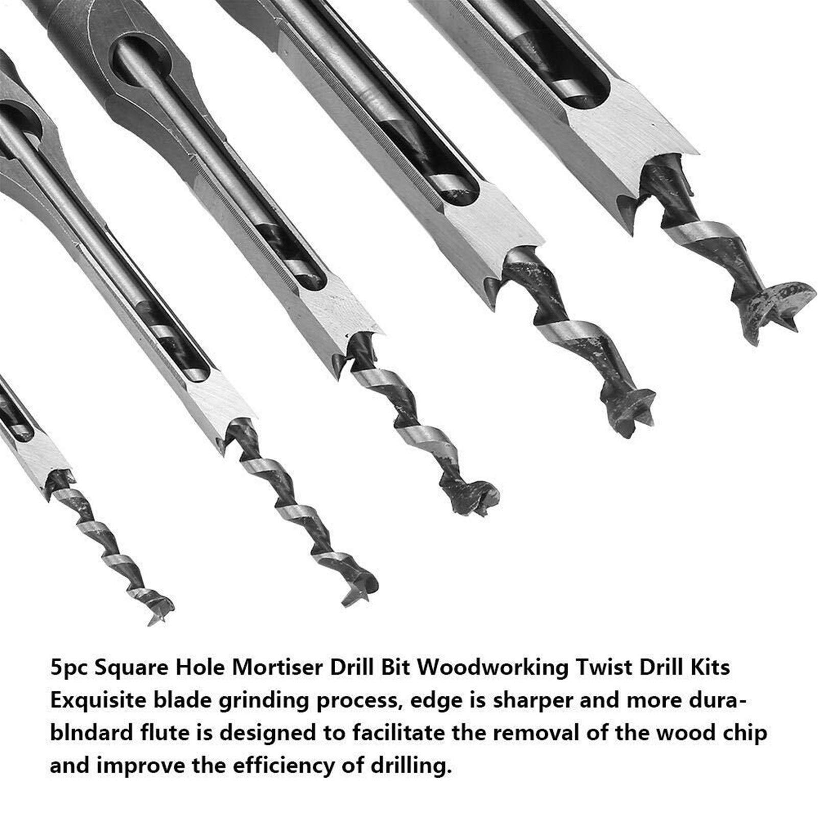 Set Di Punte Da Trapano Per Fori Quadrati Da 5 Pezzi, Scalpello Per Mortasatura, Strumento Per La Lavorazione Del Legno Per Aspetti Della Lavorazione Del Legno