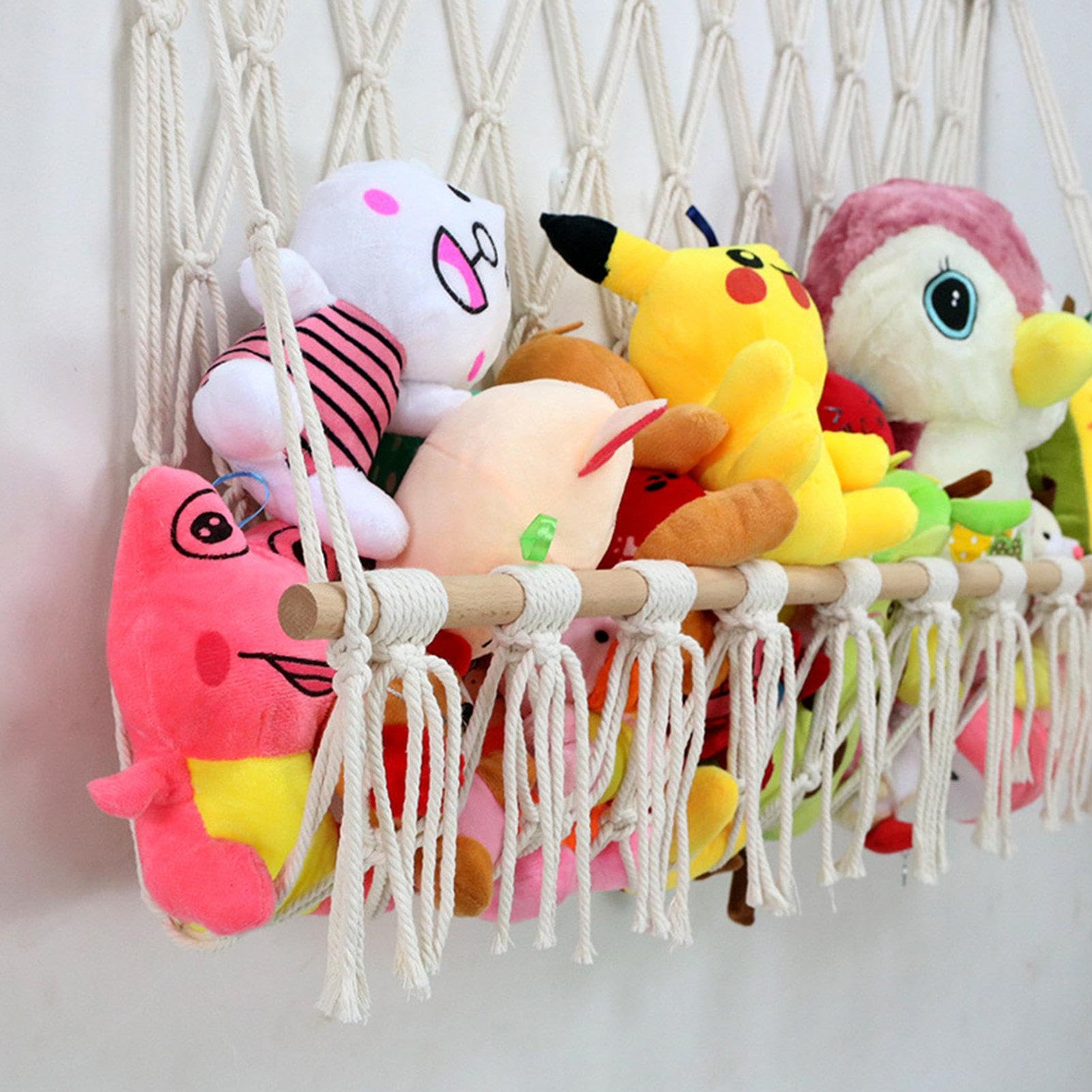 Hamaca de peluche para animales – Red de almacenamiento de pared para | juguetes, organizador de juguetes de gran capacidad | Hamaca de felpa duradera y fácil de instalar, juguetes y accesorios de