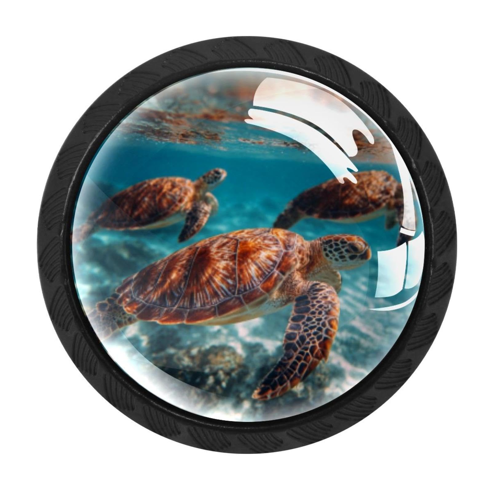 CHENZZZZ 4 Pack Cabinet Handles Sea Turtles (1) Kitchen Drawer Pulls Furniture Door Handles for Cupboard Bedroom Wardrobe
