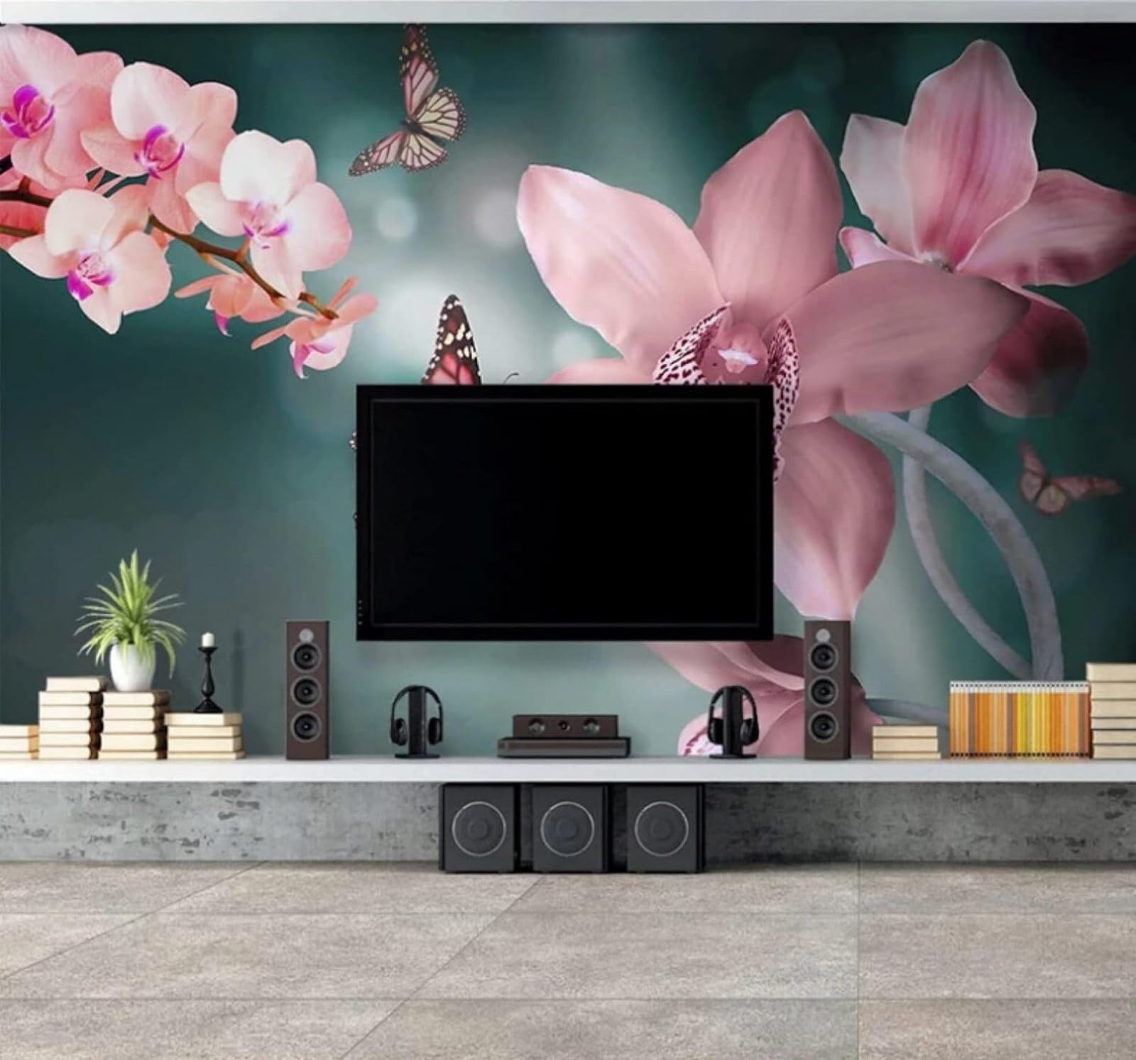 XLMING Romantic Ethereal Three Dimensional Butterflies Flowers 3D Wallpaper Luxury Silk Study Dining Feature Sofa Grey Bedroom Living Room Tv Decorative Wall-200cm×140cm