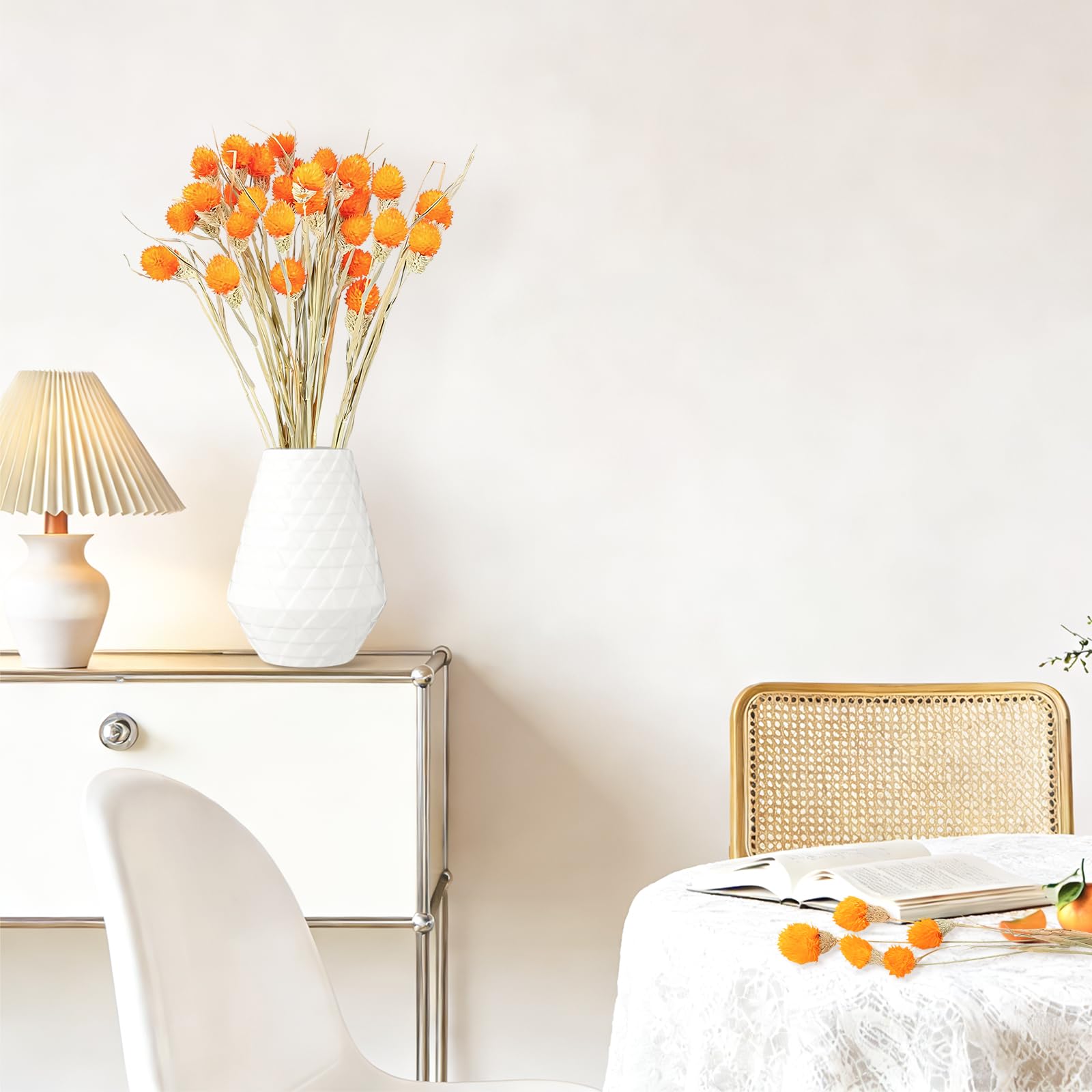 30PCS Fiori Secchi Decorativi Arancione Mazzo Fiori Secchi Naturali di Craspedia Secchi Billy Button Palle per Matrimonio Casa Decorazione Floreale Decorare Oggetti Di Scena Vaso Arancione
