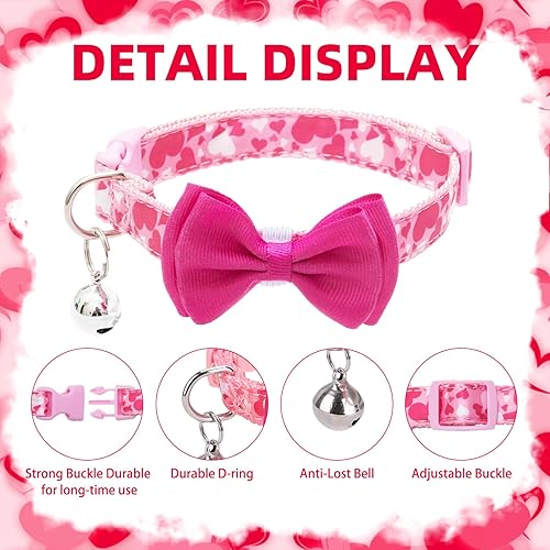 Miniatura 10 de PUPTECK Collar de cachorro con campana, paquete de 2 unidades, ajustable, lindo collar para cachorros con corbata de moño extraíble, dulce regalo