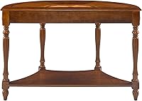 Vista 24 de PADMA HOUSE Mesa de sofá semicírculo tradicional de madera maciza con tapa de vidrio templado para sala de estar, nogal cereza