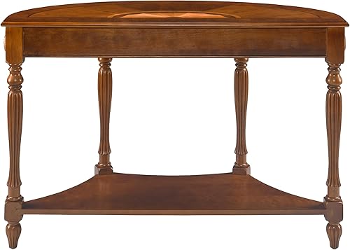 Miniatura 24 de PADMA HOUSE Mesa de sofá semicírculo tradicional de madera maciza con tapa de vidrio templado para sala de estar, nogal cereza