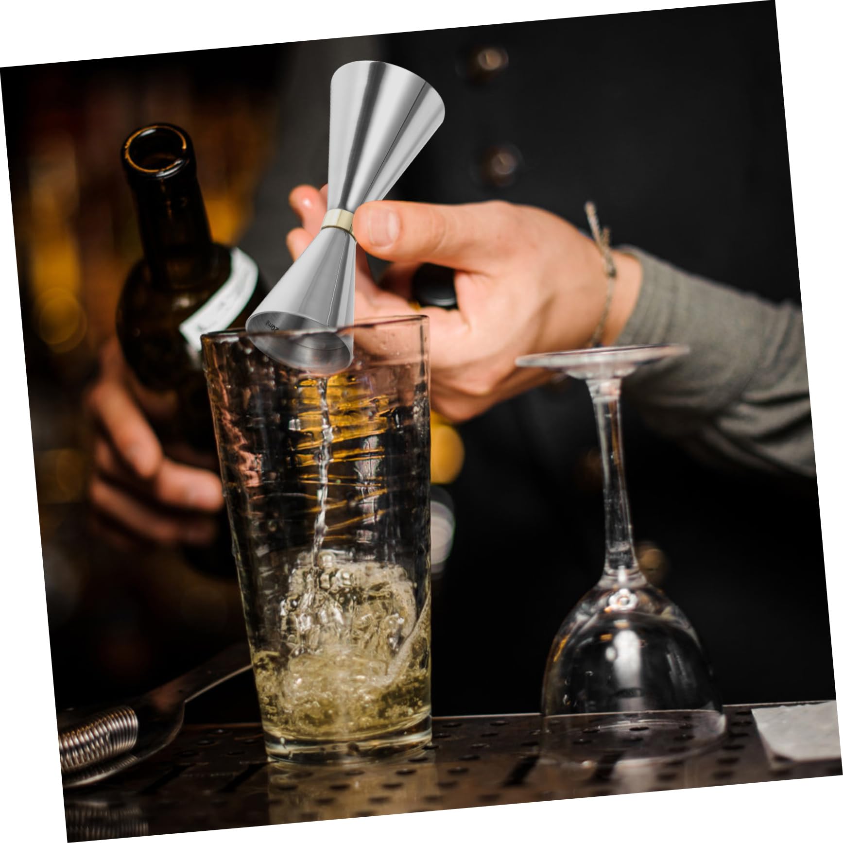 BESTonZON 3piezas Taza Medidora De Acero Inoxidable Para Cócteles Utensilio De Medición De Vino Para Bares y Eventos Fácil De Limpiar y Resistente Al Uso Diario
