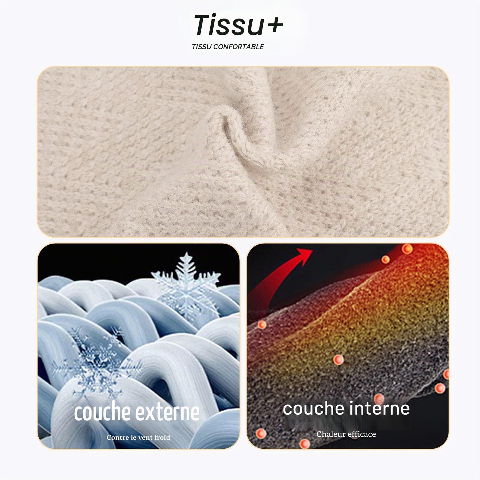 Ensemble bonnet à pompon et gants chauds pour l'hiver - Bonnet tricoté - Cache-cou et gants pour écran tactile - Unisexe