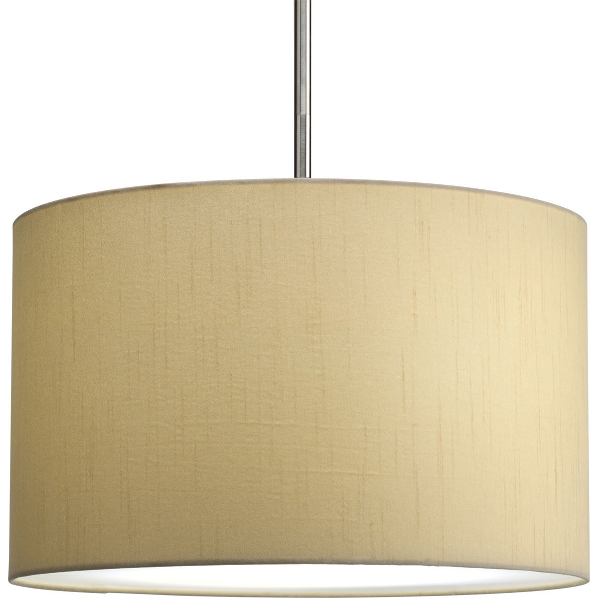 Progress Lighting P8823-01 16-Inch Drum Shade, Beige Silken Fabric with Full Modular Pendant Requires 1–Light Stem (P5198) or 3–Light Stem (P5199) to Make Complete Fixture