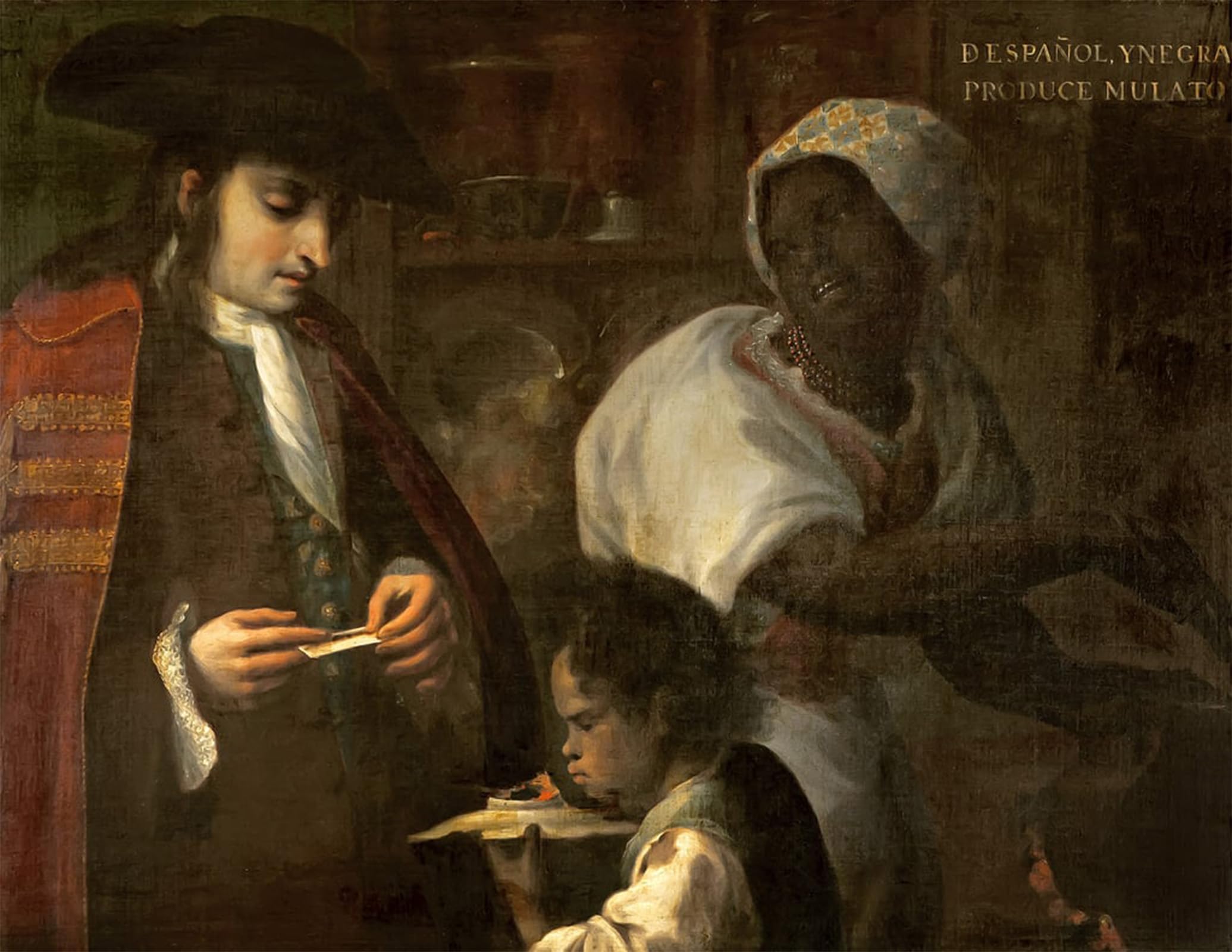 ARTXLXXBN Famous Prints Artwork Pictures Poster Painting Art Spaniard and Black Produce a Mulatto by Juan Rodríguez Juárez Artwork Landscape Pictures for Home Decor 60x90cm