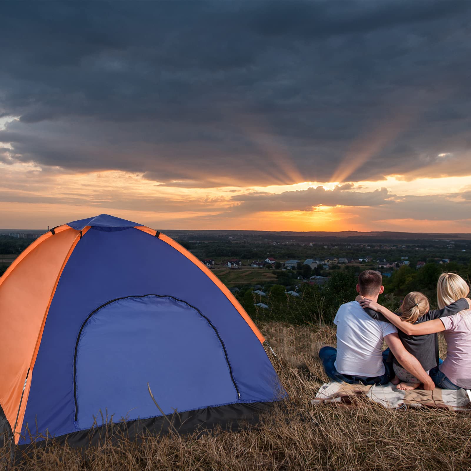 Tente de Camping pour 3-4 Personnes, légère, pour randonnée en Plein air, avec Mouche de Pluie, pour Camping Familial, randonnée, Plage