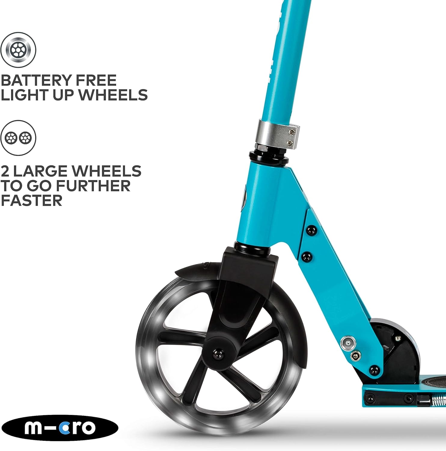 Micro Kickboard - Micro Cruiser LED - Two Wheeled, Fold-to-Carry Swiss-Designed Micro Scooter for Kids with Smooth Gliding Light-Up, Large Wheels for Ages 6
