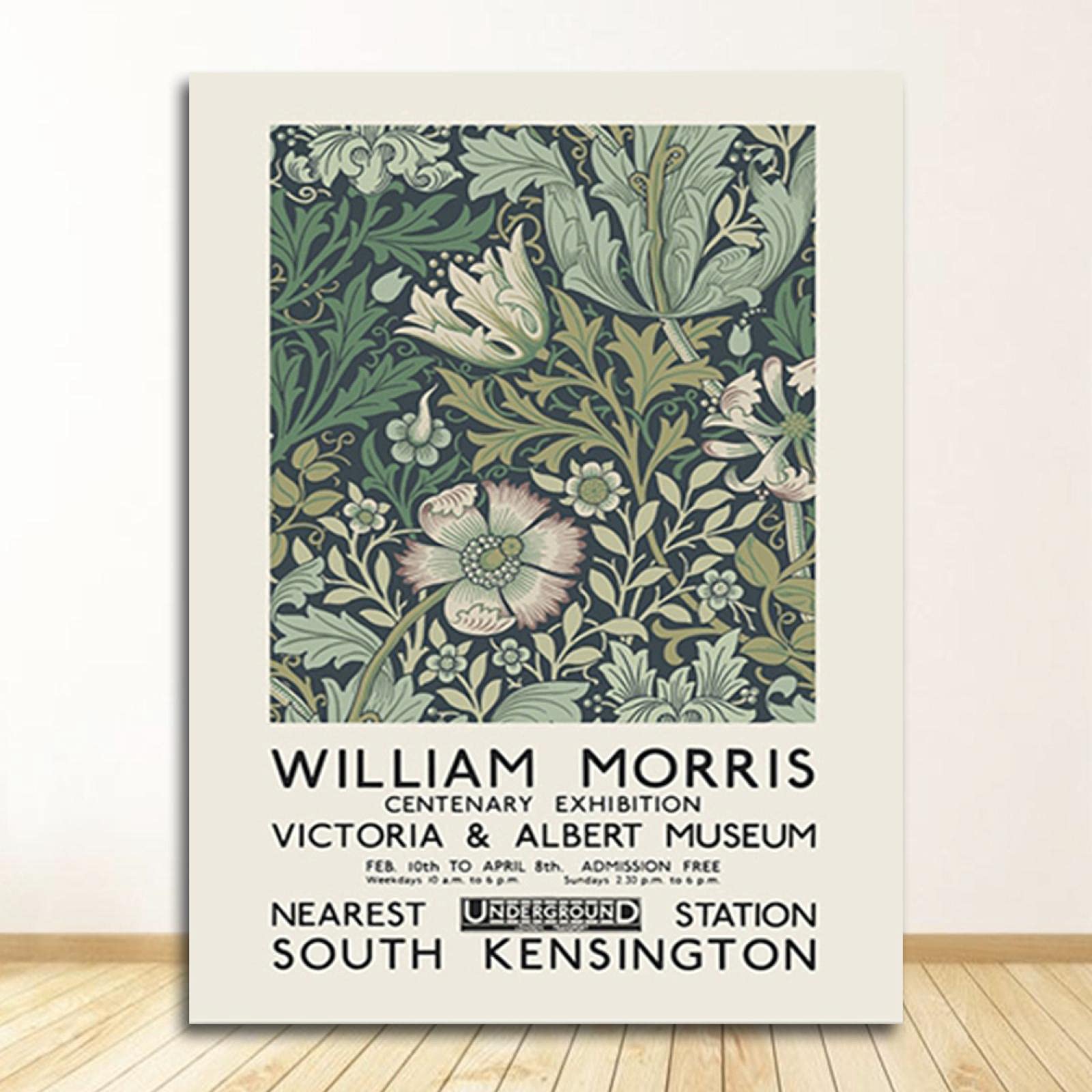 SDVIB London Underground Art Nouveau Pittura Murale William Morris Stampa Su Tela Il Victoria and Albert Museum Exhibition Poster 60x80cm-3 Pezzi Senza Cornice