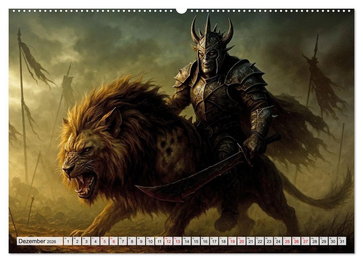 Erbe der Orks. Feuer und Schatten (hochwertiger Premium Wandkalender 2026 DIN A2 quer), Kunstdruck in Hochglanz: Eine bildgewaltige Reise in die Welt ... - rau, mystisch und erhaben. (CALVENDO Kunst)