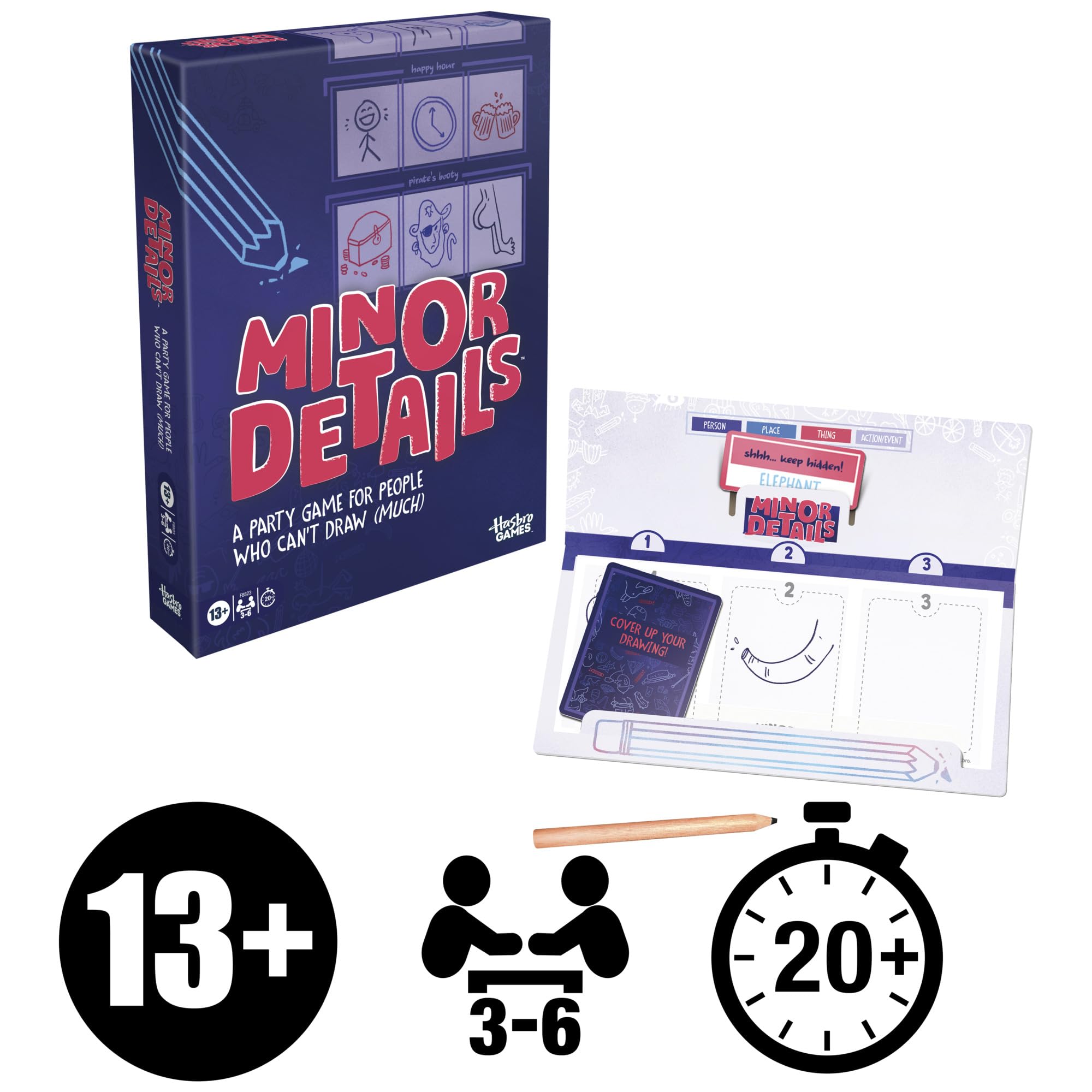 Brettspiel mit kleinen Details, ein Partyspiel für Menschen, die nicht zeichnen können (viel), ab 13 Jahren, 3–6 Spieler, 20 Minuten, lustige Zeichenspiele für Erwachsene und Jugendliche