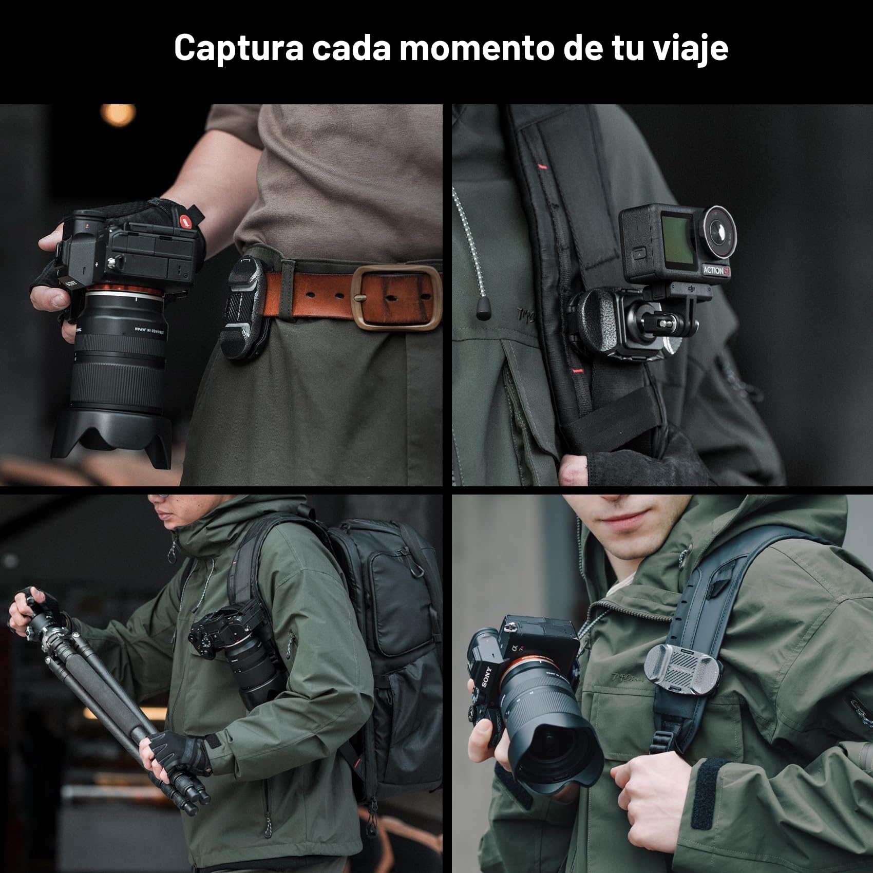 PGYTECH Beetle Clip de cámara V2 con Placa de liberación rápida para Sony, Nikon, Fuji, DSLR/SLR, Placa de liberación rápida Arca para cámaras de acción, Soporte de Correa de Mochila