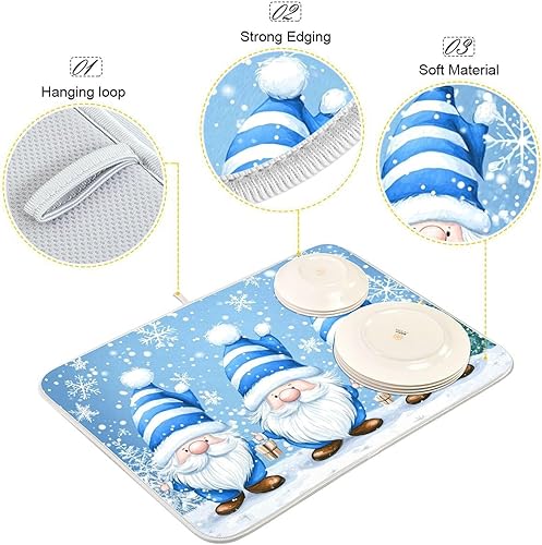 Vista 18 de Nautical Ocean Sea Turtle Dish Drying Mat for Kitchen Counter 18x24 in Starfish Retro Map Microfiber Drying Mats Absorbent Reversible Dish Pad Large