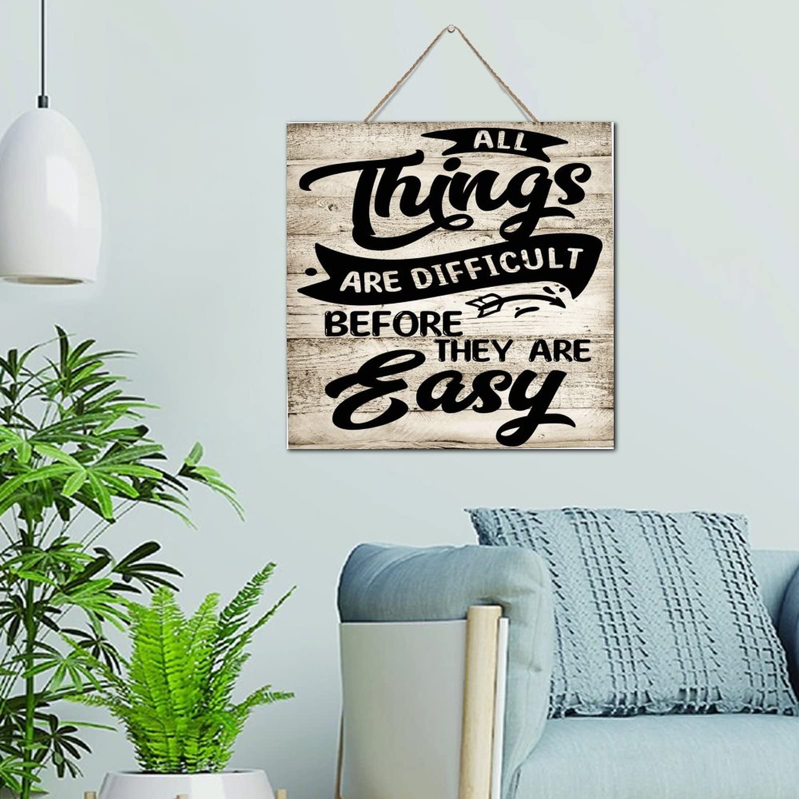 Plaque en bois personnalisée inspirante pour un intérieur plein d'ondes positives