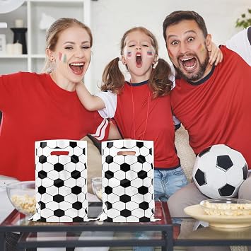 Soccer Gift Bags, 30 Pcs Plastic Soccer Goodie Goody Snack Candy Treat Bags Soccers Present Party Bag, Plastic Soccers Theme Party Goodie Bag - Team Snacks Sports Events Partys Decorations Supplies