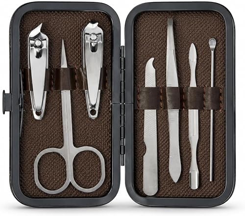 7-Piece Manicure and Pedicure Set with Checkered Case