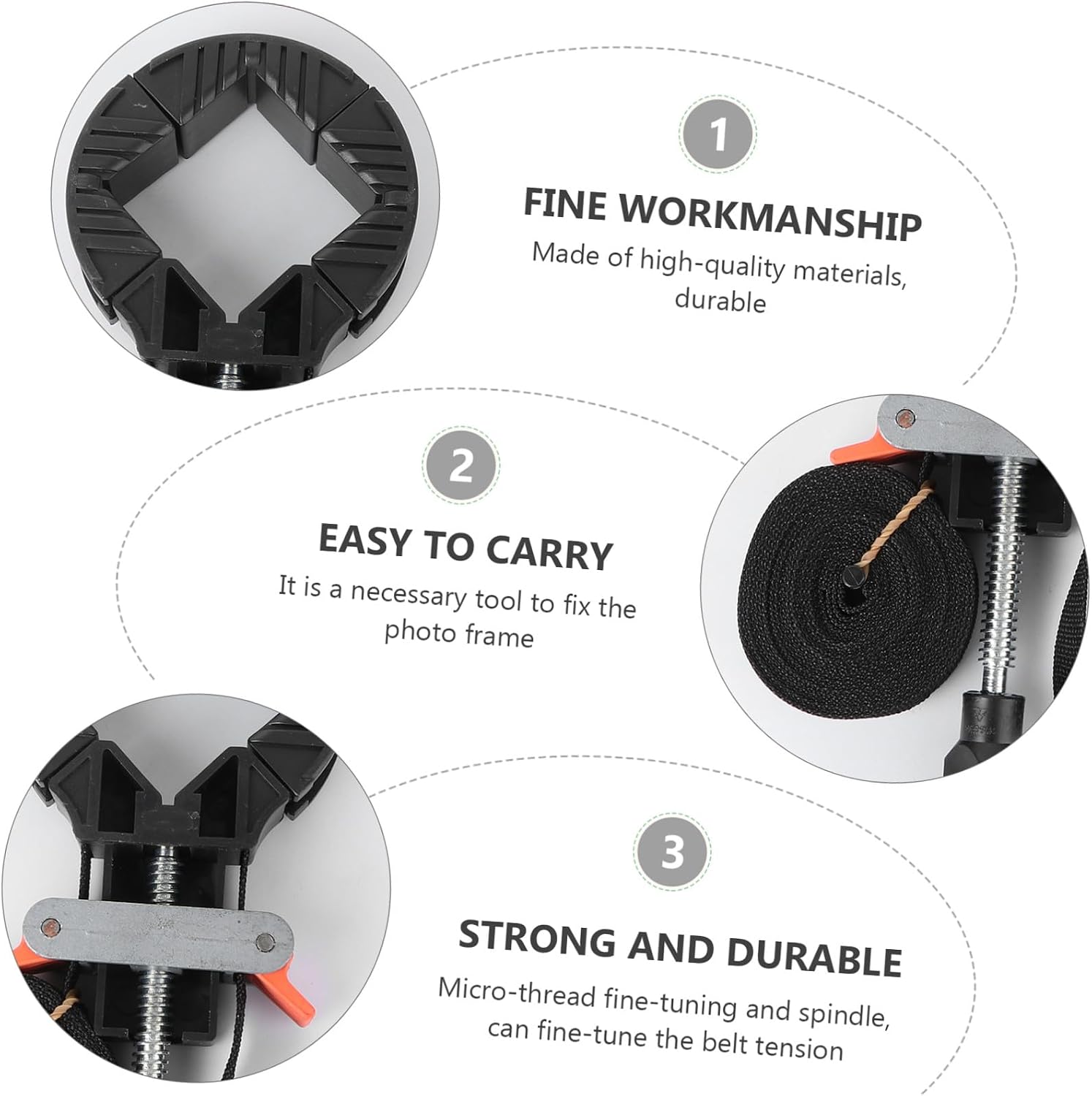 Woodworking Strap Clamp Right-angle Photo Frame Clip Fast Tightening Corner Clamp for Picture Frame Assembly and Woodworking Tools