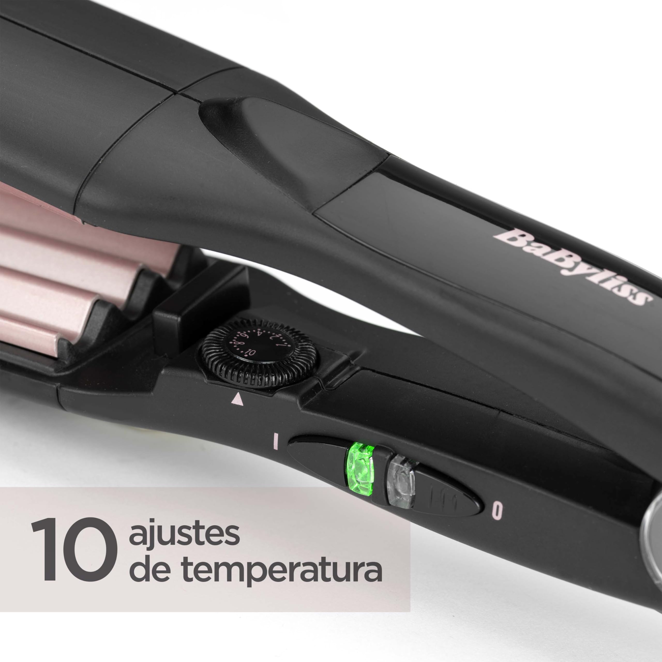 BaByliss Plancha de Crimpar - placas de cerámica con turmalina, 10 temperaturas hasta 210°C, herramienta profesional para crear volumen y textura, Rizador, Texturizador, Negro, 2165CE