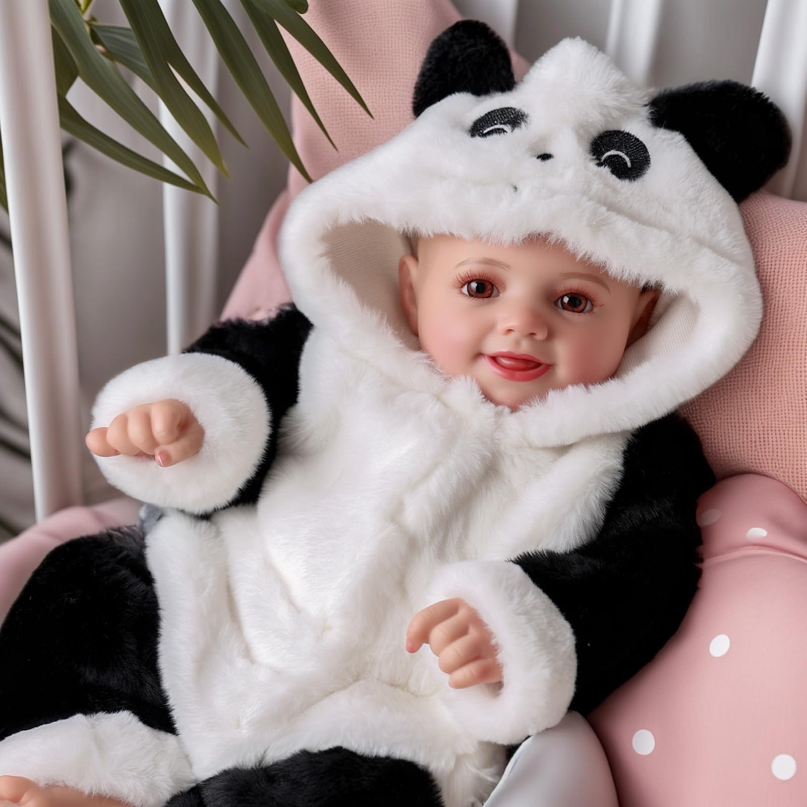 BABESIDE Reborn Babies Doll 17 pollici Sunny Realistico Neonato con Morbido Corpo in Tessuto Ragazze della Vita Reale Occhi Aperti,Panda