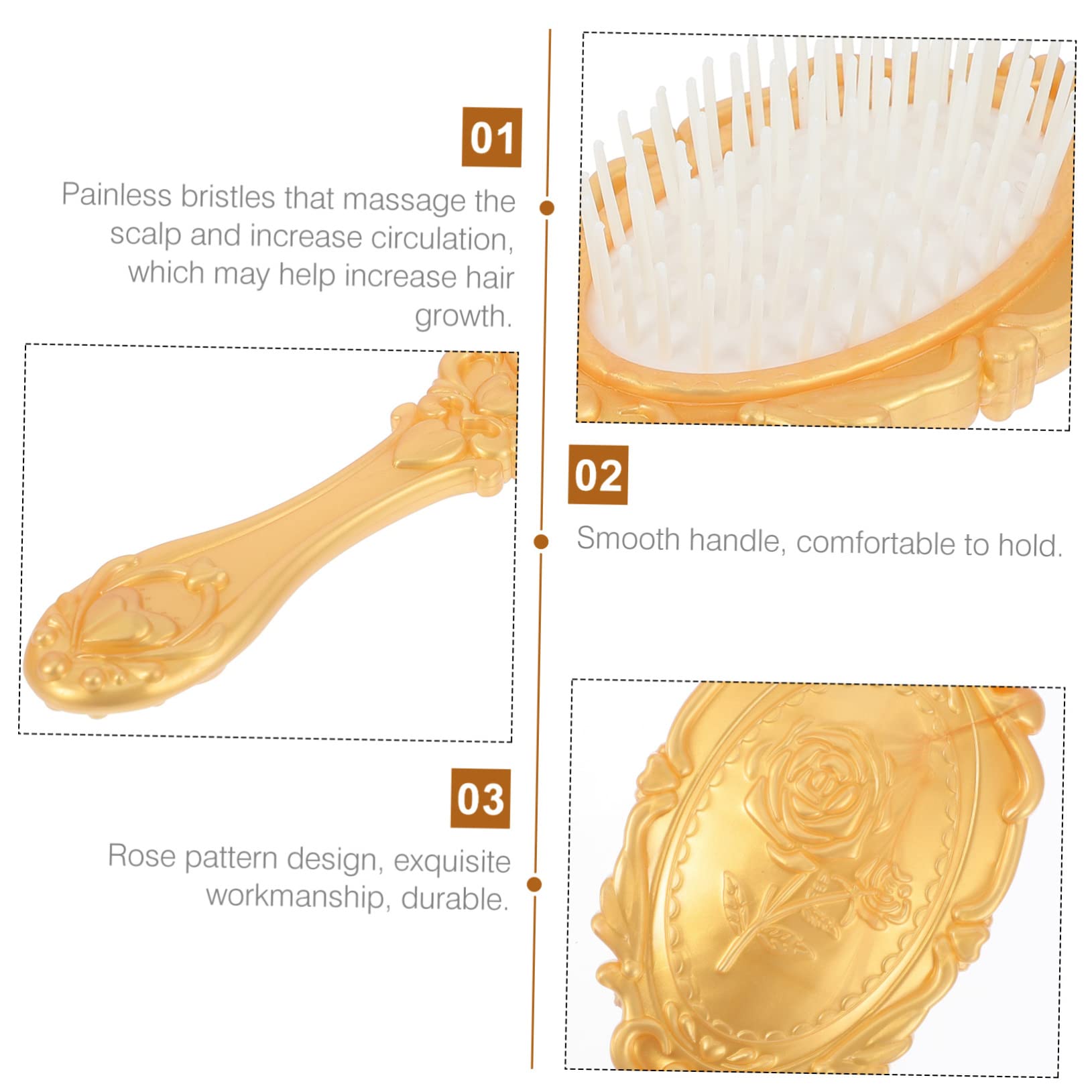 Ipetboom Vintage Haarbürsten mit Kunststoffgriff und Haarbürstenhalter 5 Stück für Damen und Kinder Geeignet für Nasses und Trockenes Haar Am Schminktisch