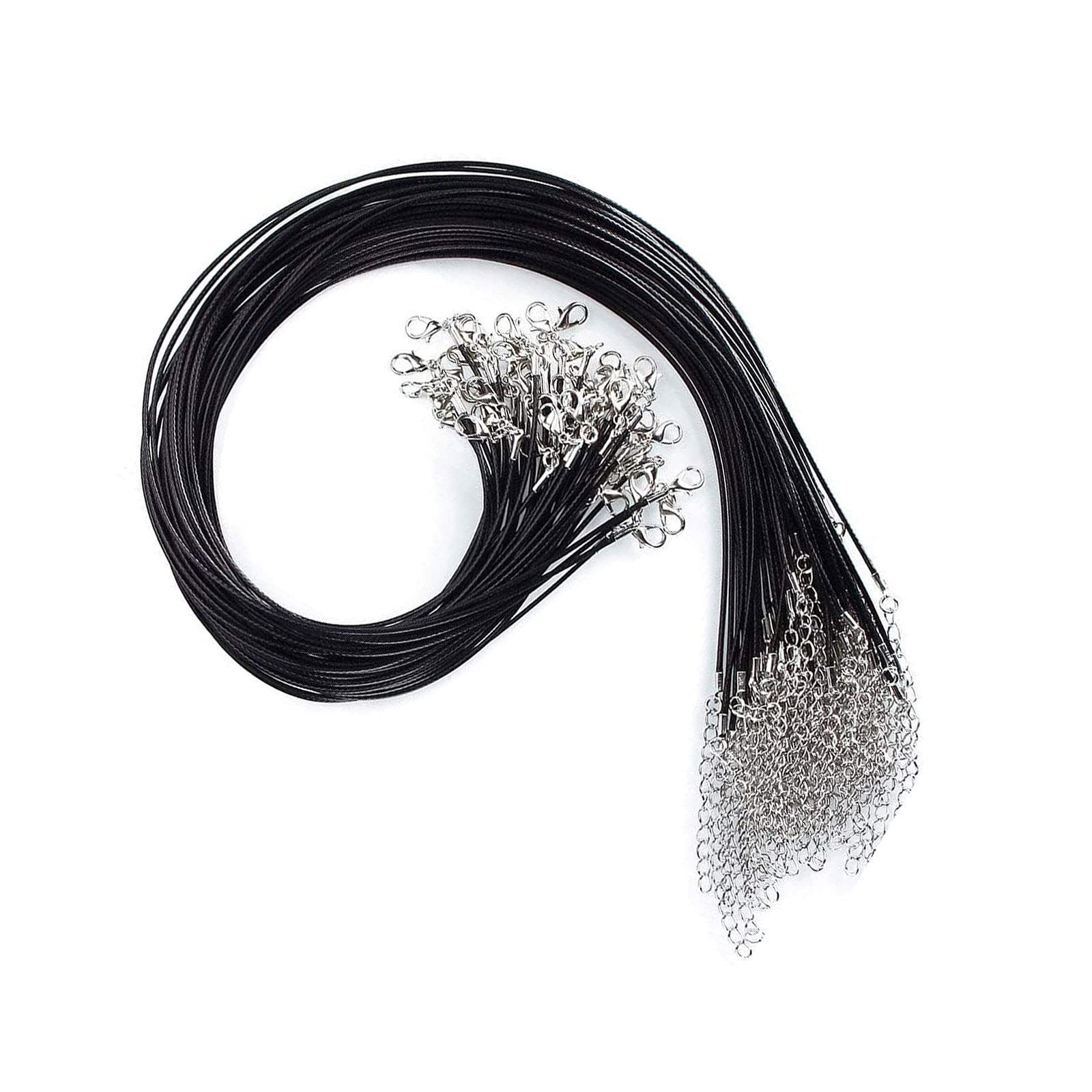 EuTengHao Lot De 120 Cordons Noirs Cirés Avec Fermoir Mousqueton