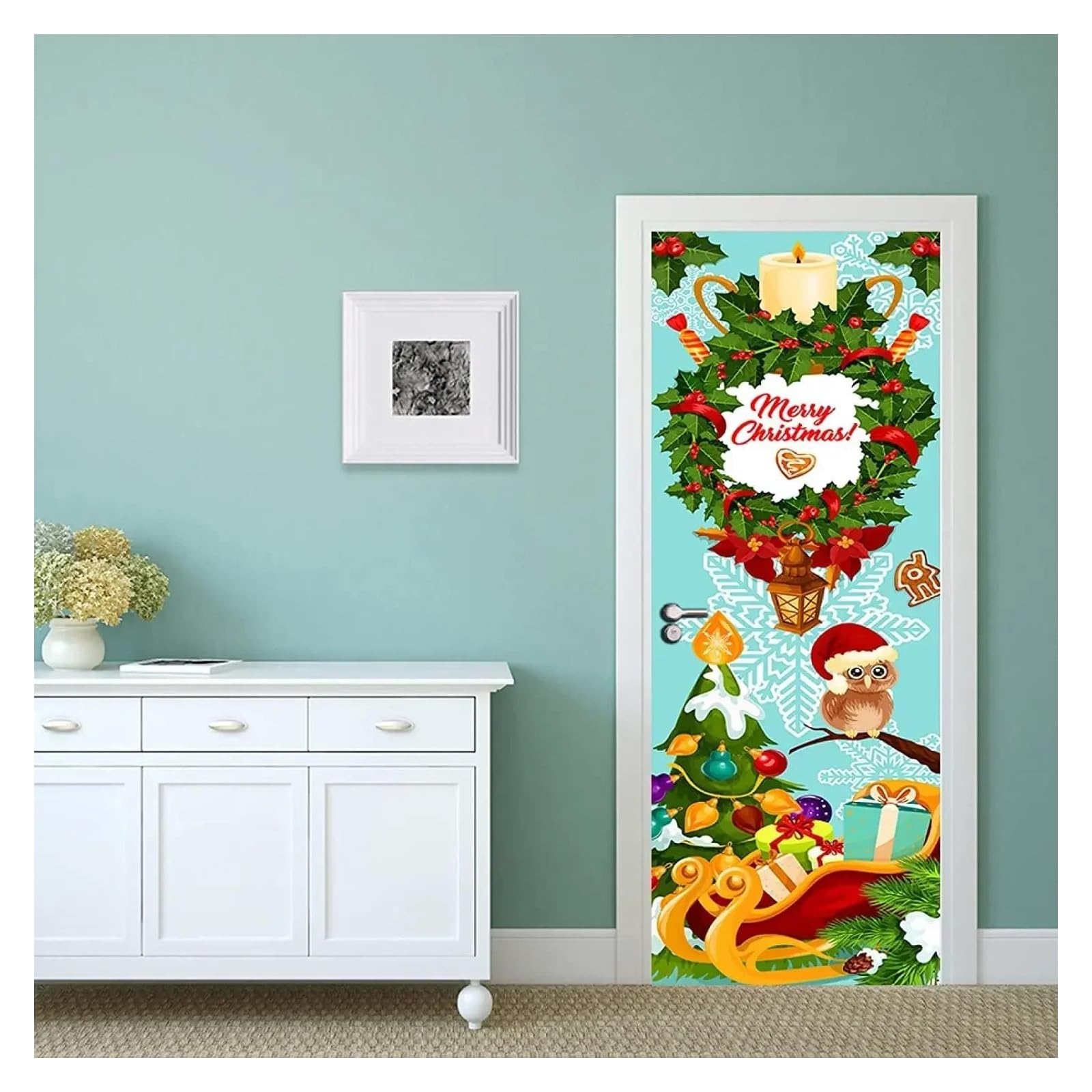 Papier peint affiche murale de Noël et autocollant de décoration