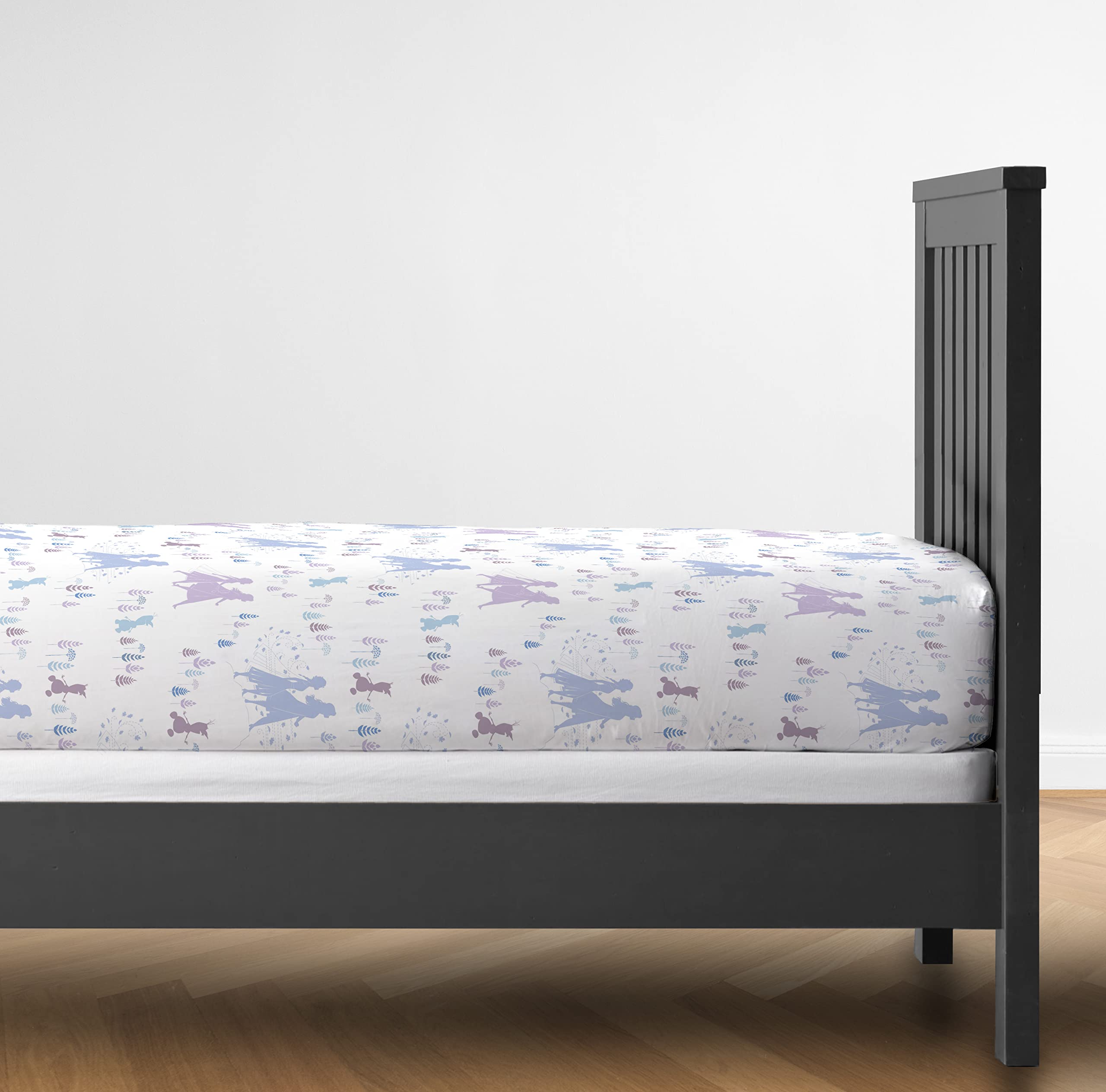 Die Eiskönigin Spannbettlaken – Elsa & Anna Motiv, 100% Baumwolle, Für Einzelbett 90 X 200 Cm (inkl. 25 Cm Matratzenhöhe)