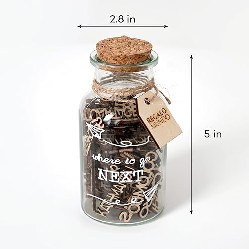 Miniatura 2 de Where to Go Next – Tarro de destino de viaje | Regalo de viaje ecológico para viajeros, parejas y aventureros | 100 lugares tallados de madera para