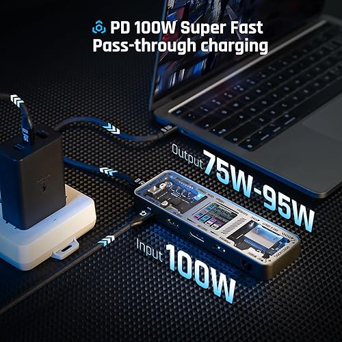 Miniatura 5 de DOCKCASE Hub USB C Explorer Edition (10 en 1) con HDMI y DP de 4K a 60 Hz, Gigabit Ethernet, 1 USB-C y 3 puertos USB-A, entrega de energía de 100 W,