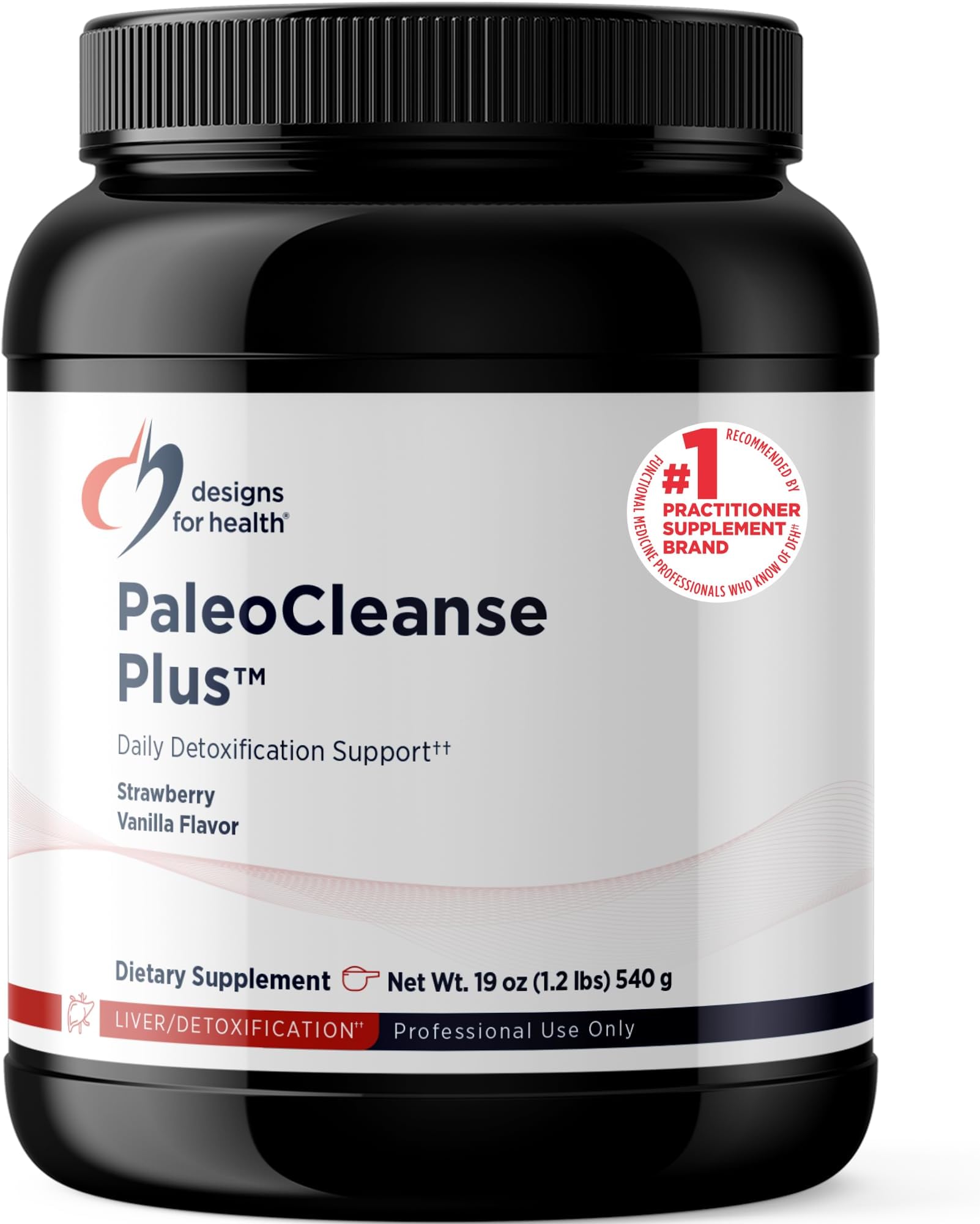 Designs for Health Pure PaleoCleanse Plus - Detox Powder with 18g Bone Broth Protein, Antioxidant Herbs, Vitamins + Minerals - Smoothie Shake Drink Mix, Strawberry-Vanilla Flavor (15 Servings / 540g)